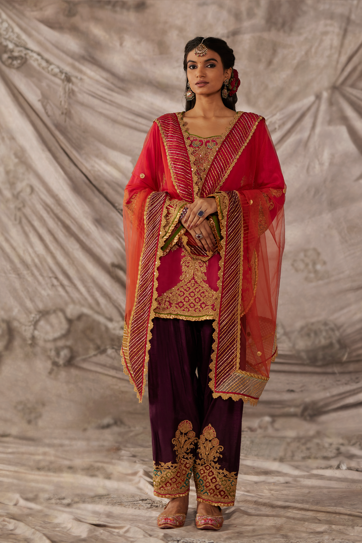 Rani pink kurta Set
