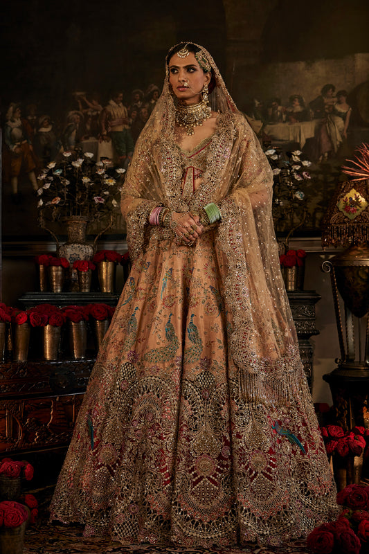 Coral Peach Hued Lehenga