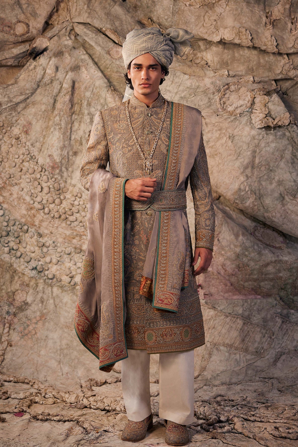 Grey Embroidered Sherwani