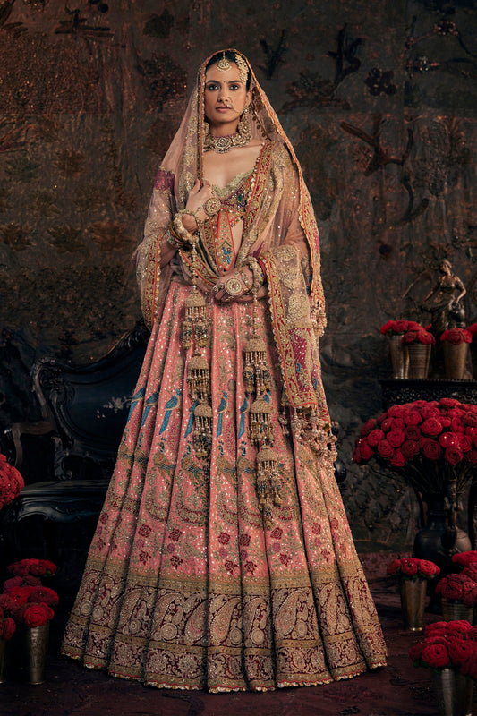 Blush Peach Avian Lehenga