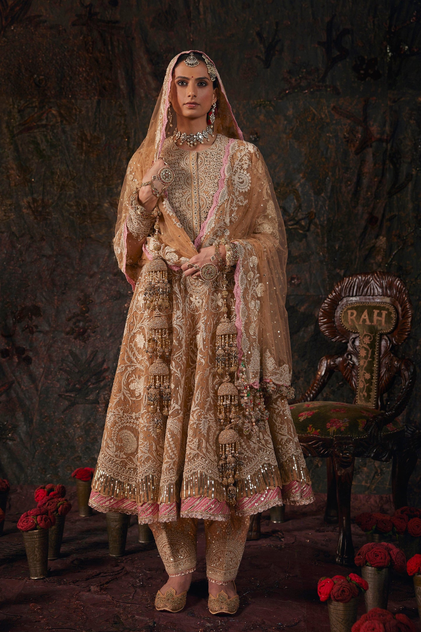 Earthy Beige Floral Kalidar Set