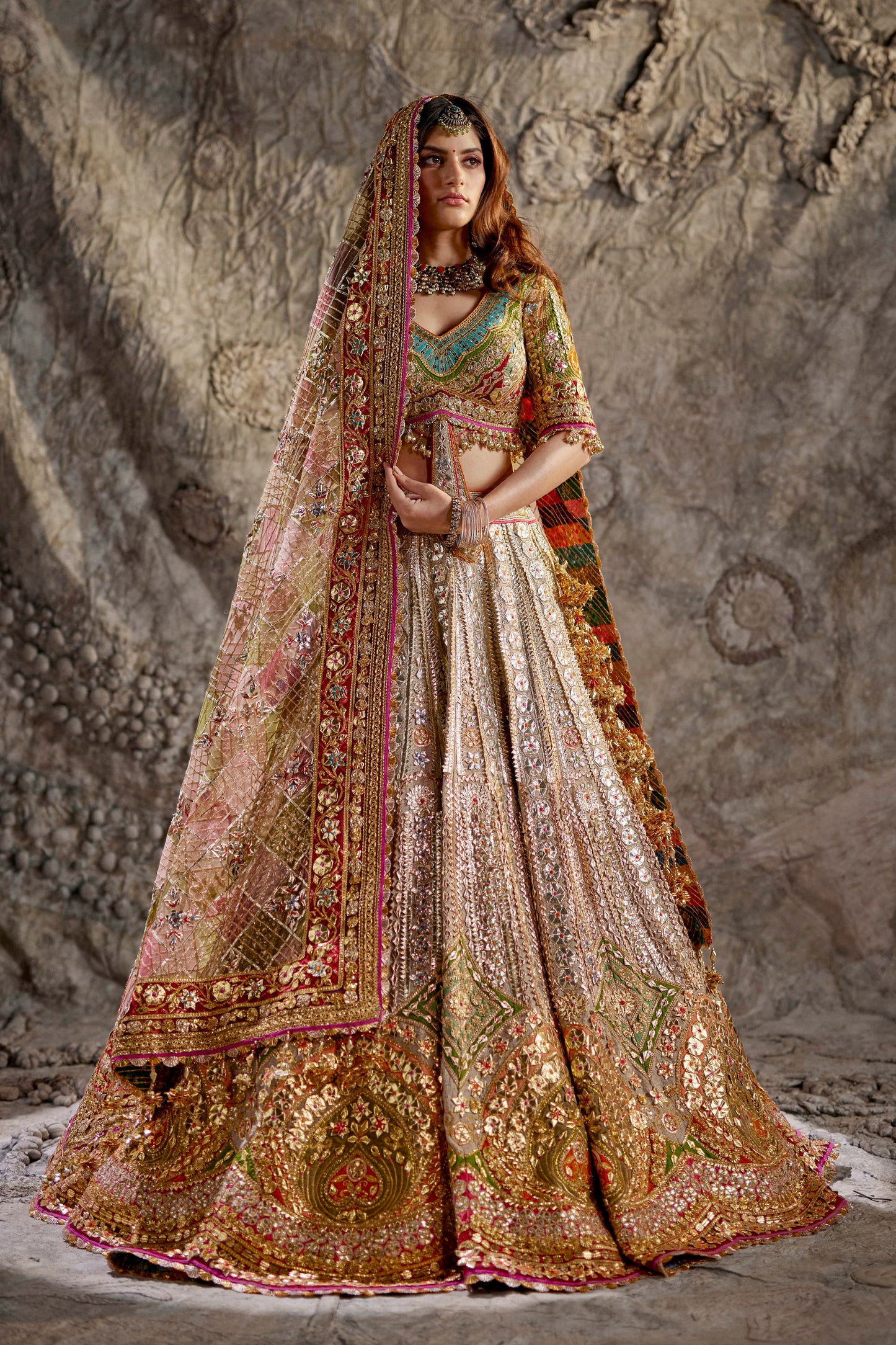 Grey Multi Hued Lehenga