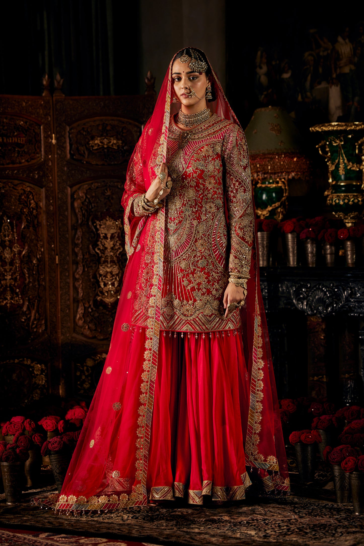 Red Kurta and Sharara