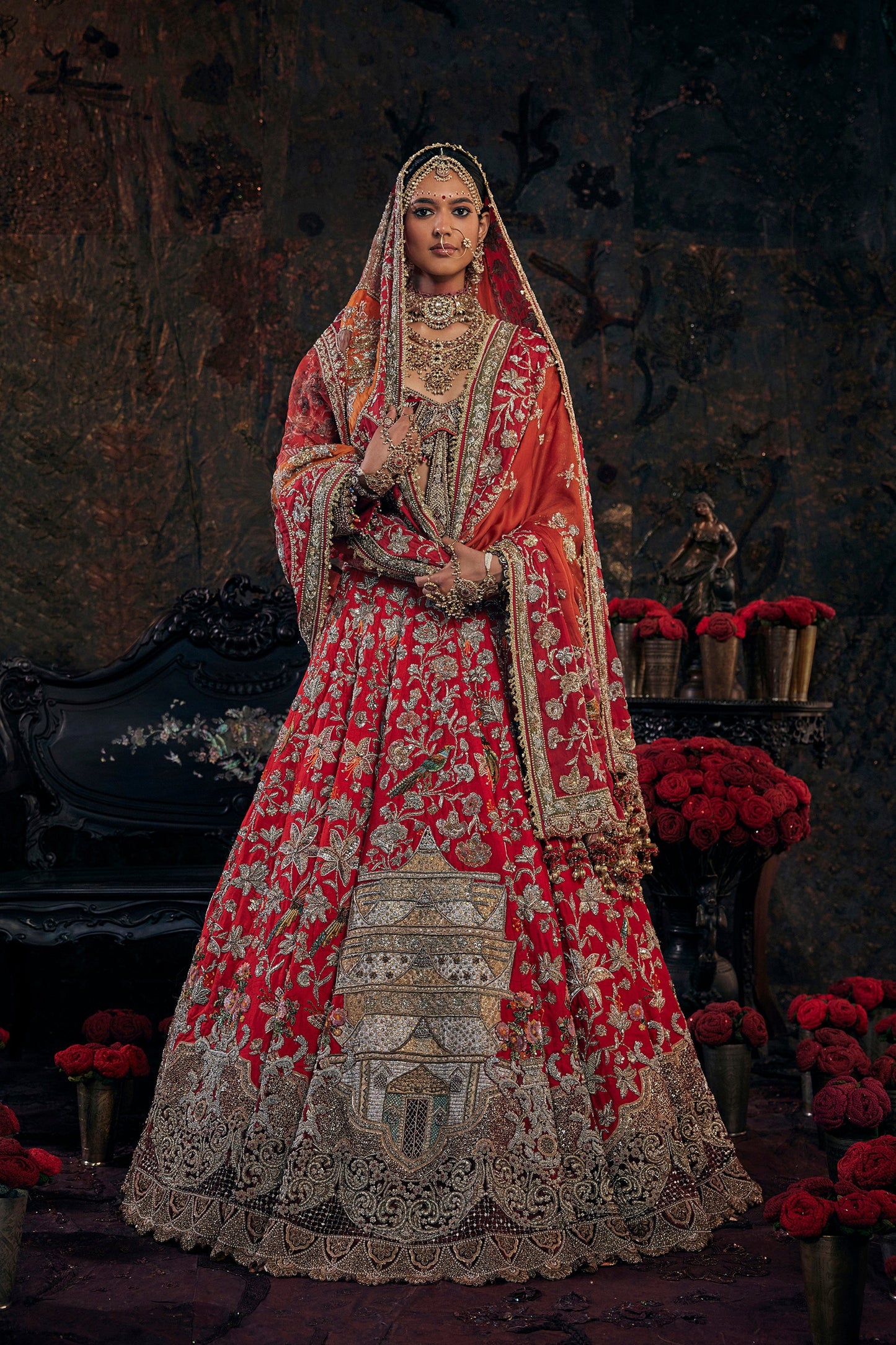 Deep Red Silk Lehenga
