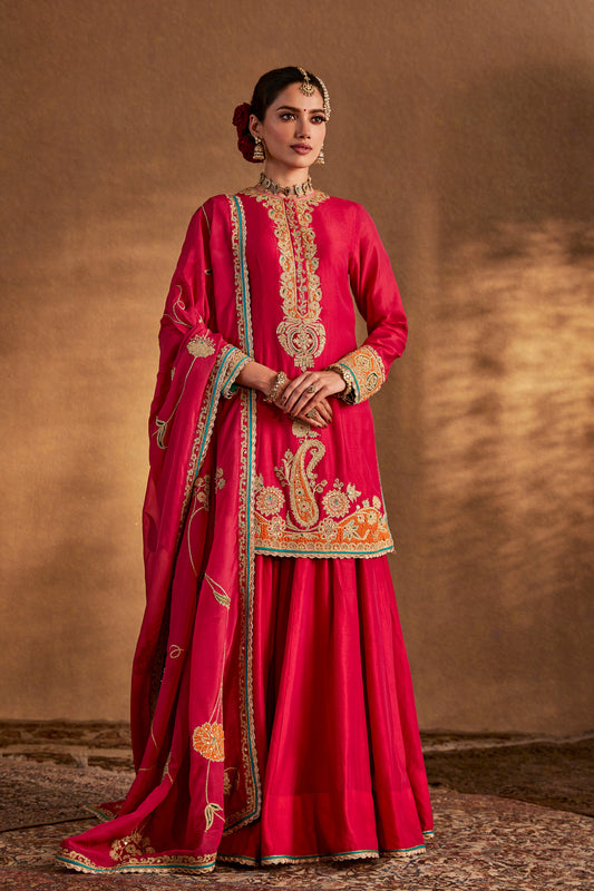 Deep Pink Floral Sharara Set