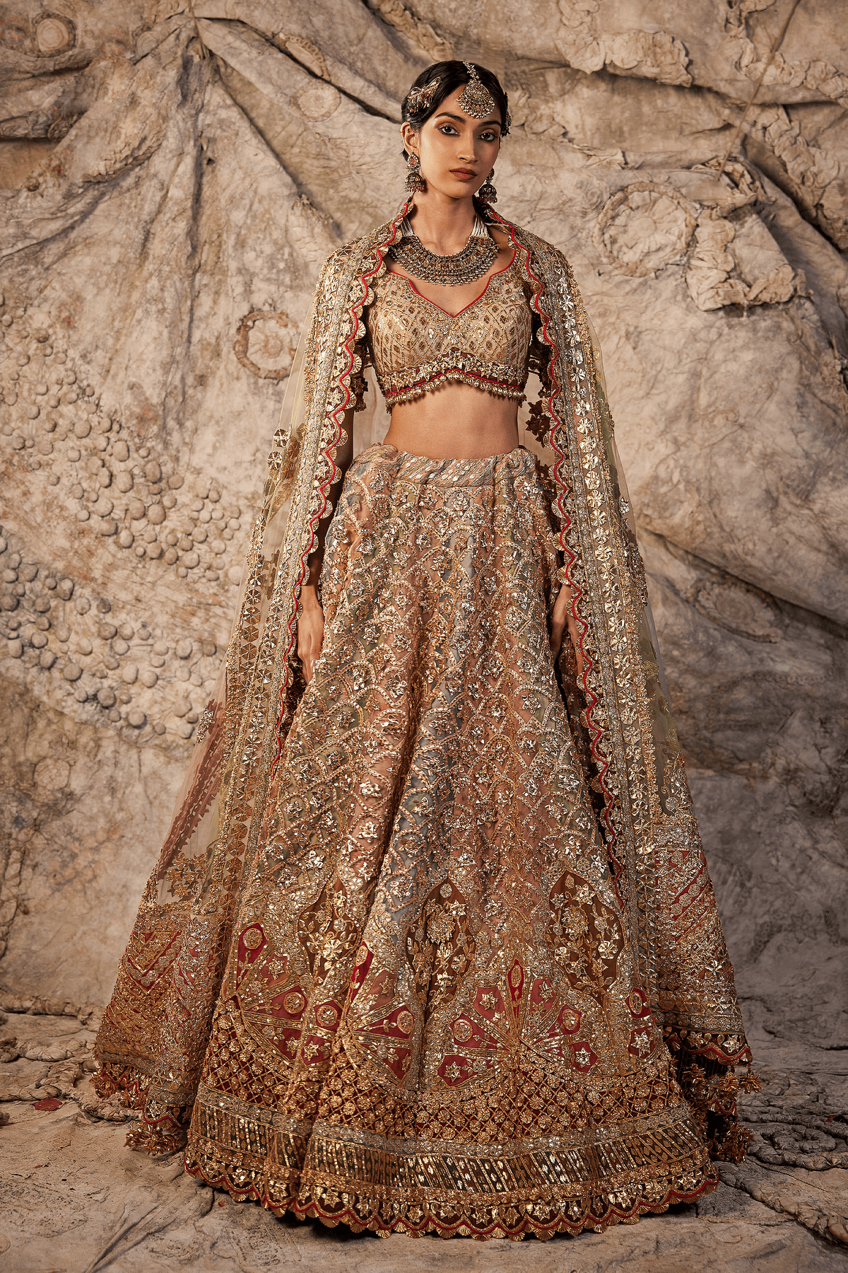 Multicoloured Gota Embroidered Lehenga Set