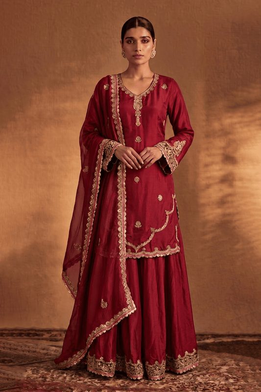 Deep Red Sharara Set