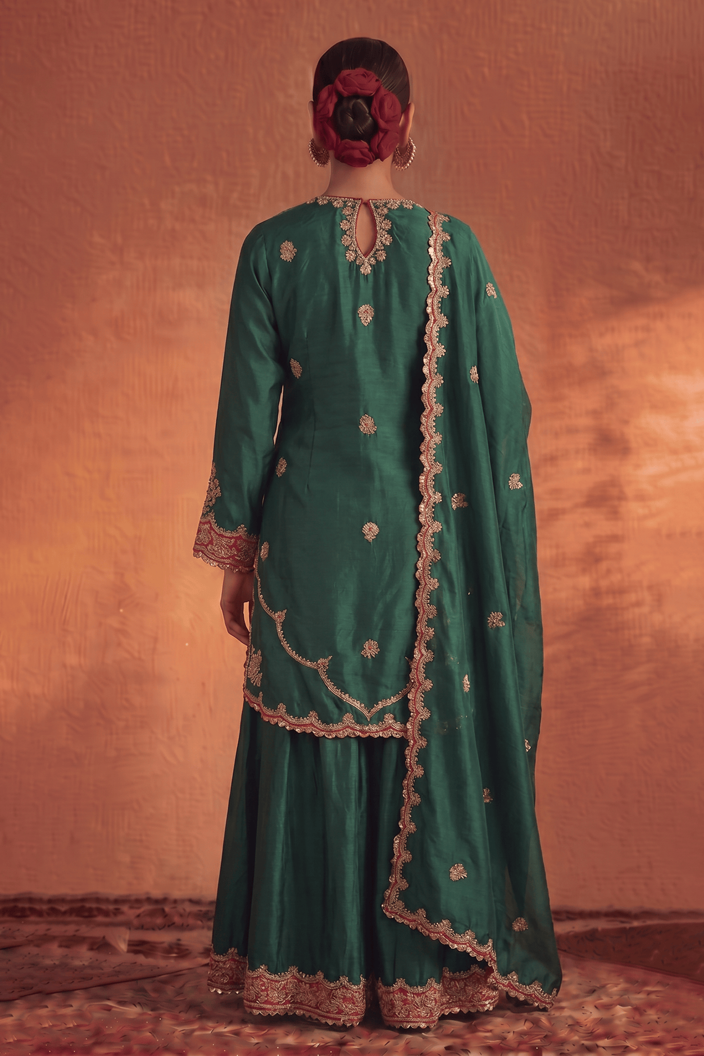 Bottle Green Sharara Set
