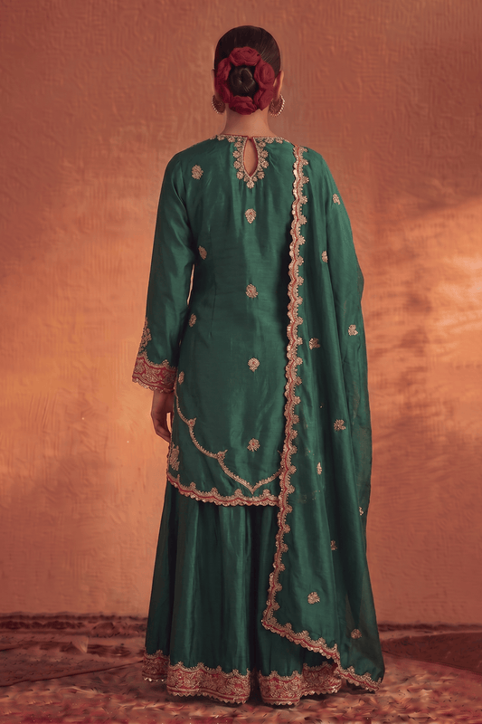 Bottle Green Sharara Set