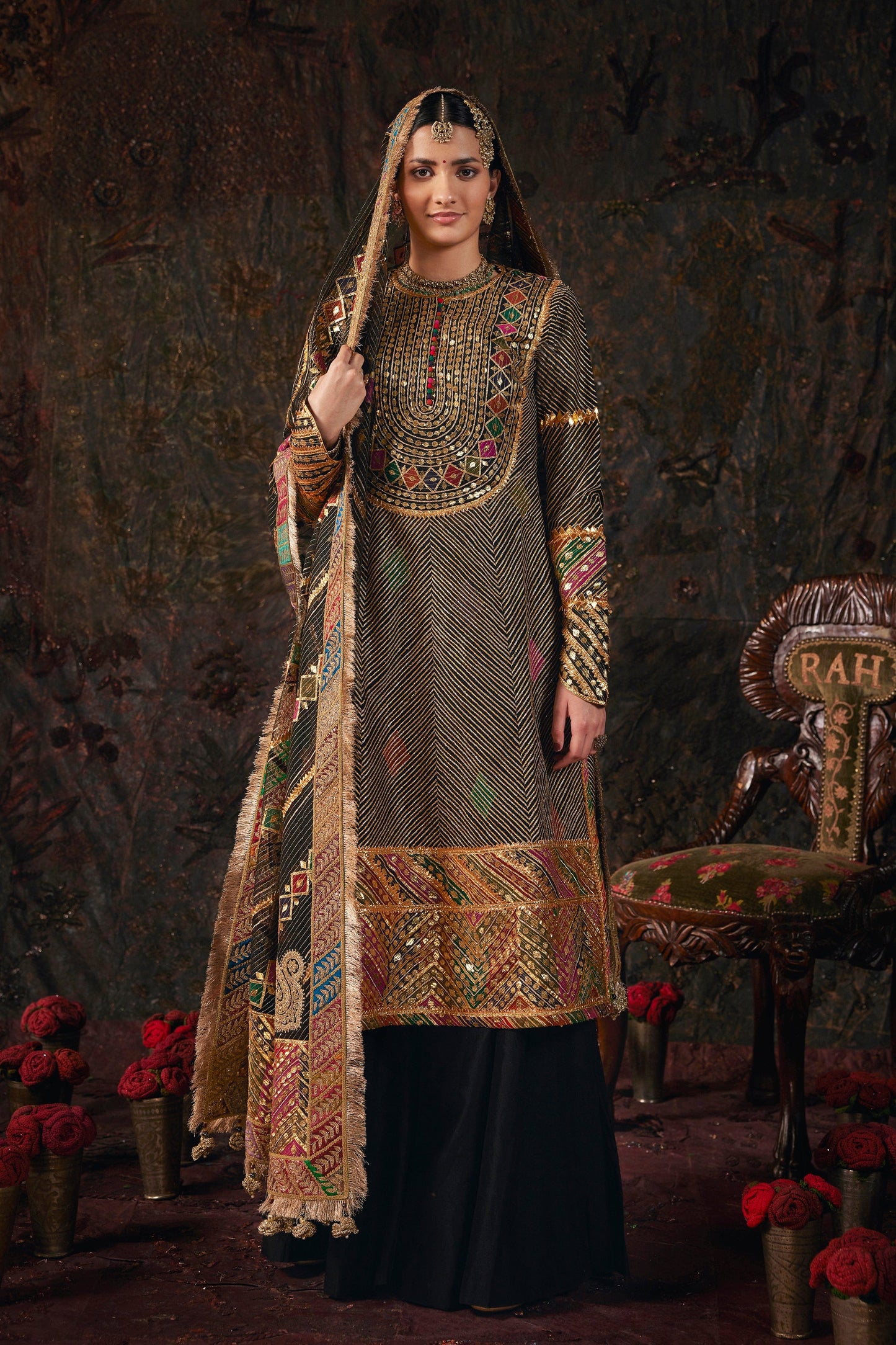 Inky Black Kurti-Sharara Set