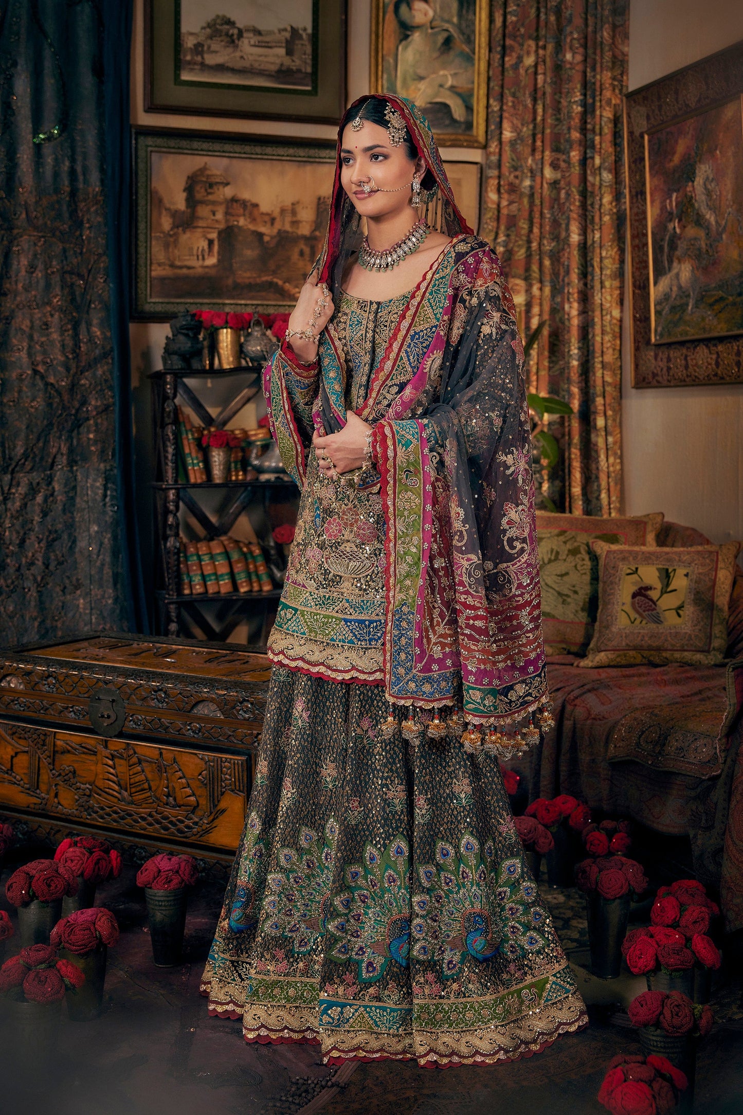 Charcoal Grey Kurti-Sharara Set