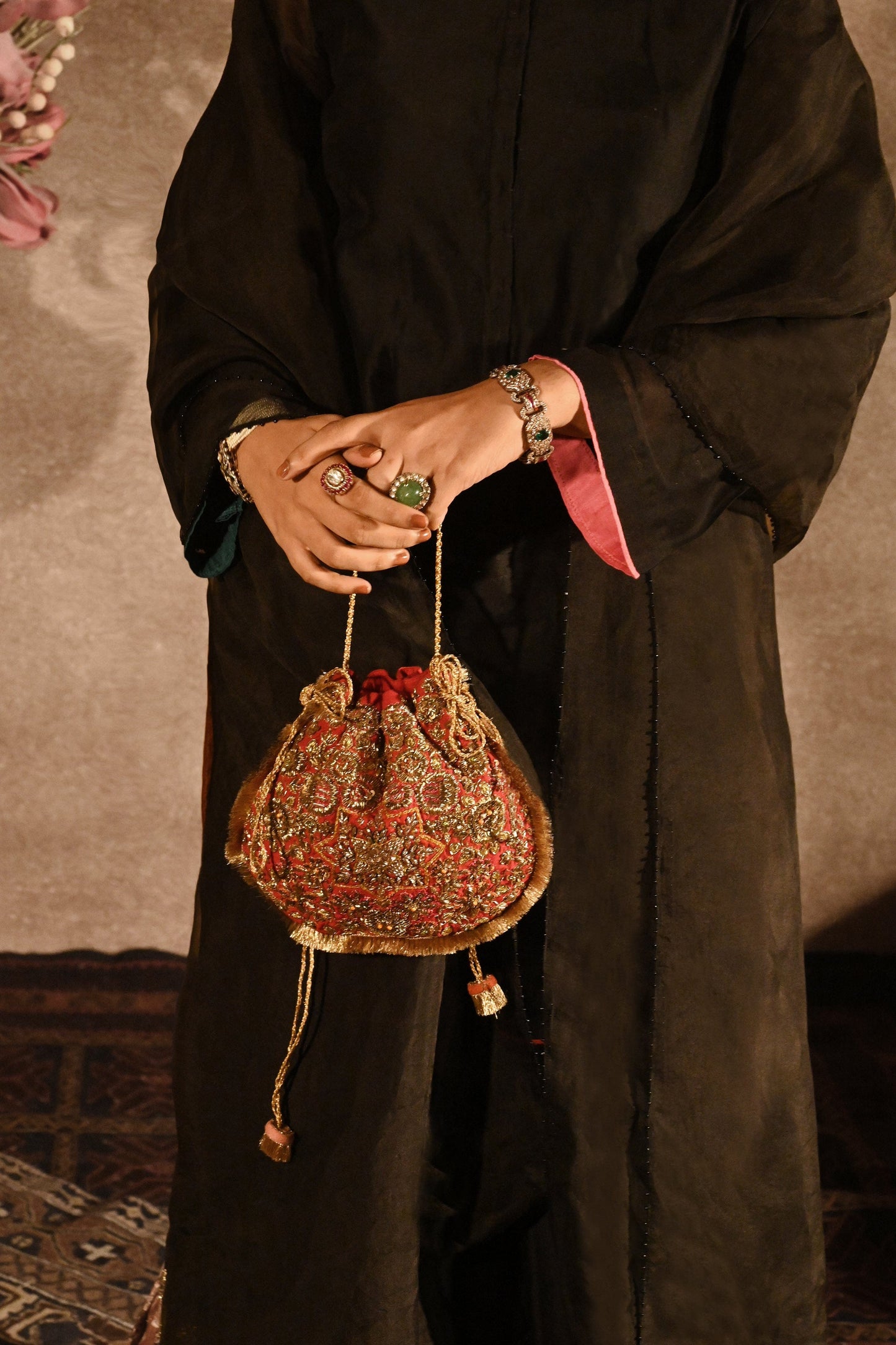 Maroon‑Red Naqsh Noor Potli