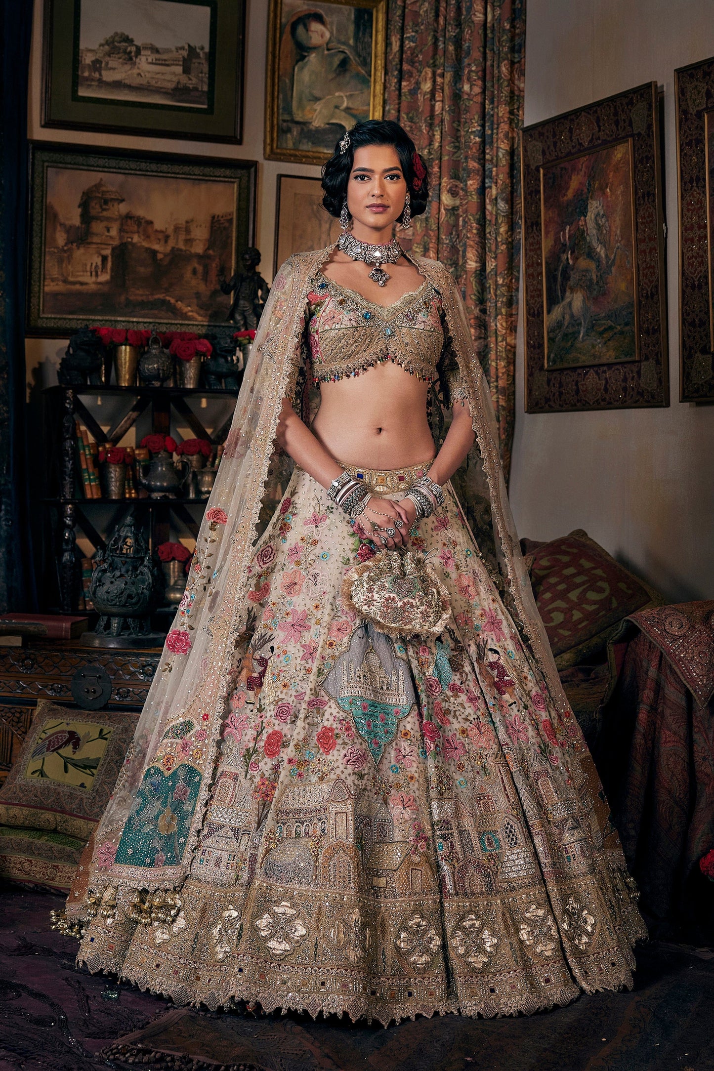 Ivory Floral Lehenga