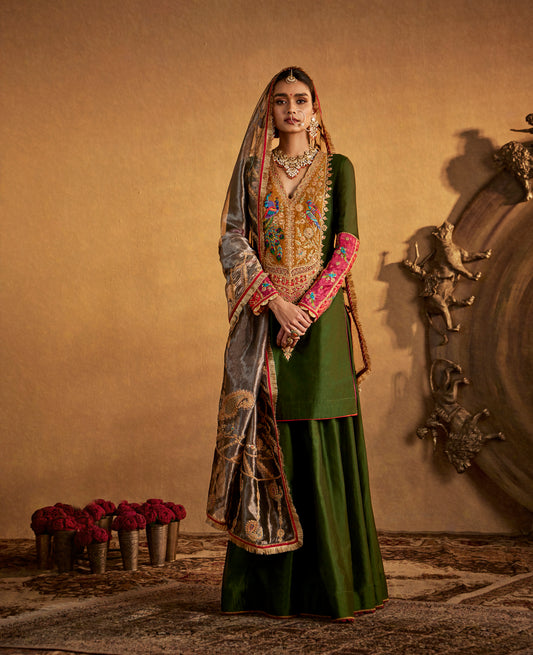 Deep Green Sharara Set