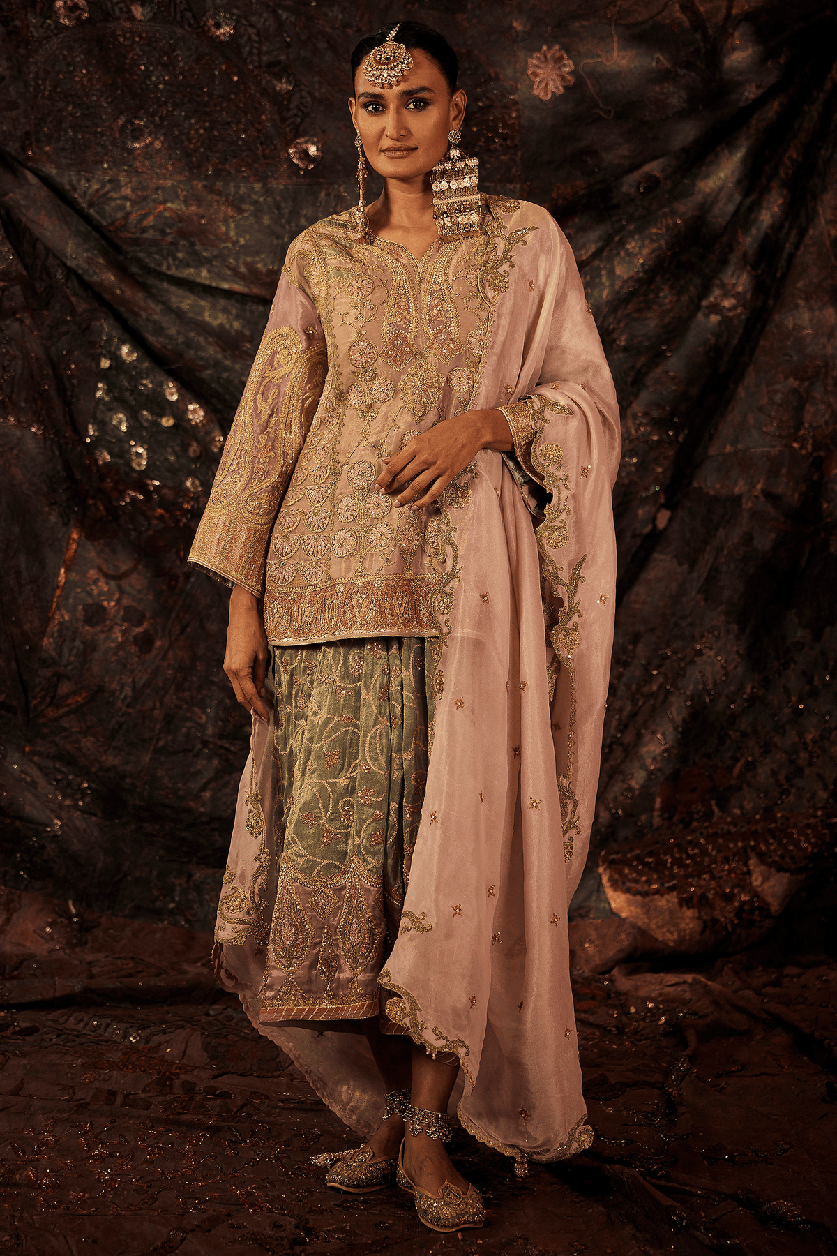 Antique Rose & Lilac Lungi Set