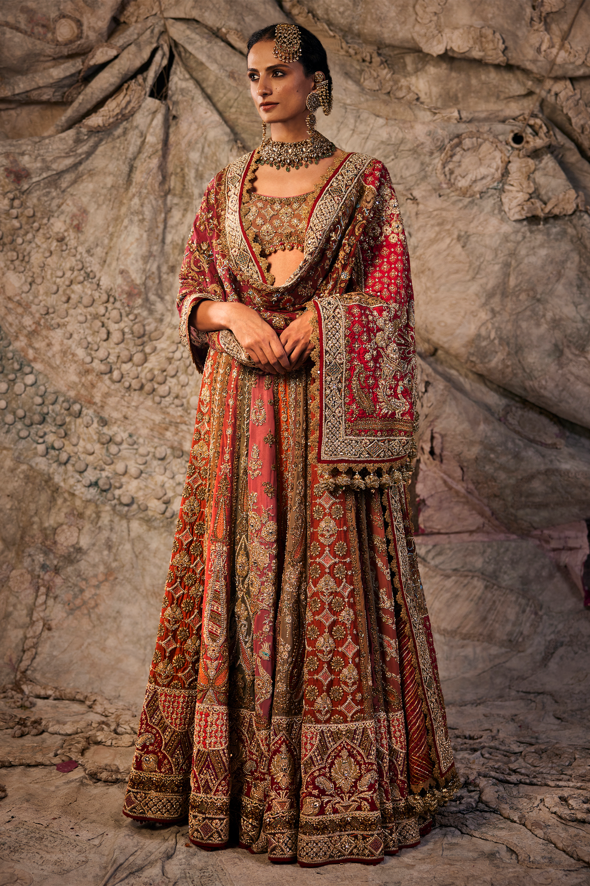 Antique Rose Embroidered Lehenga