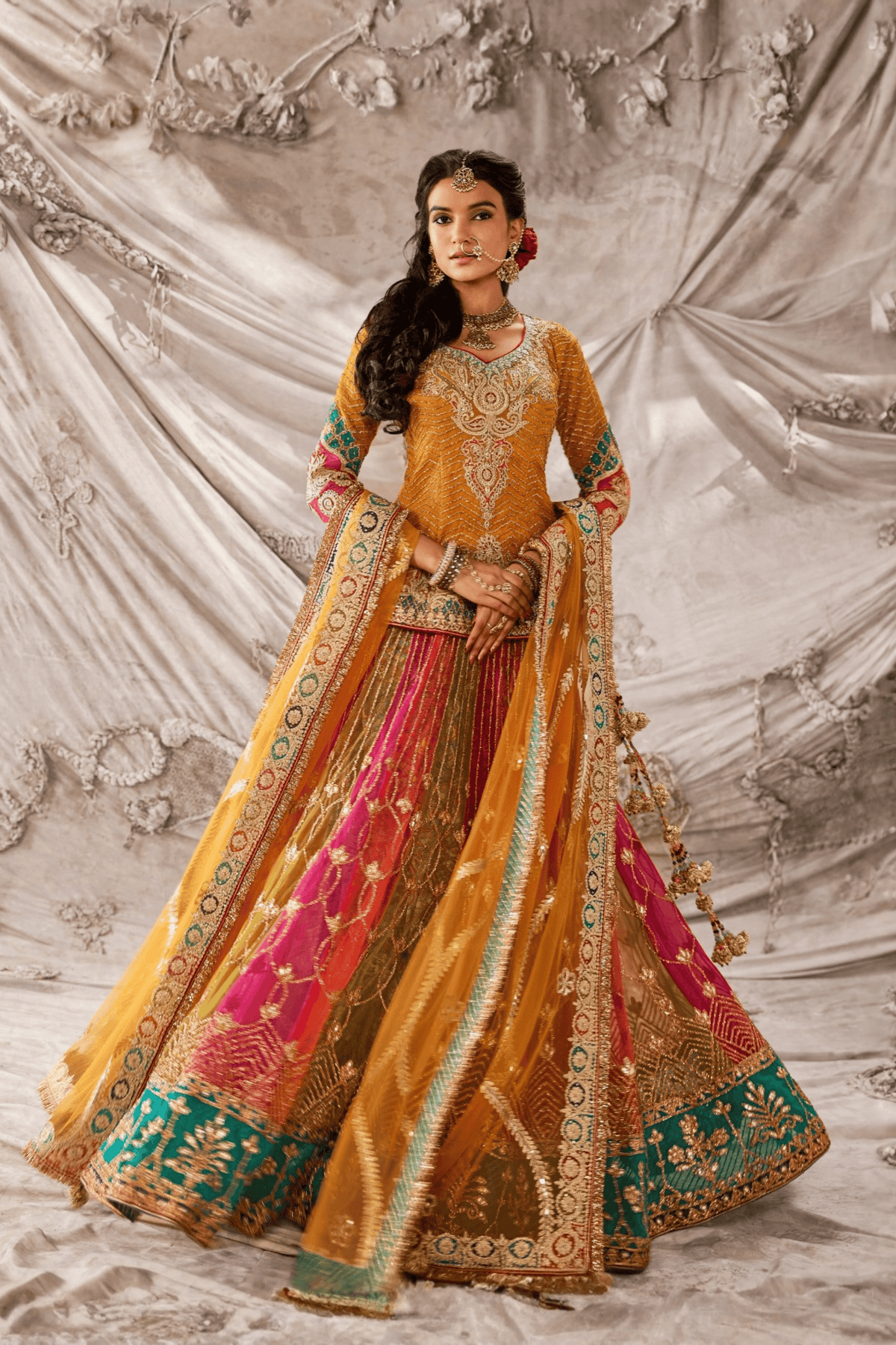 Fiame Orange Lehenga