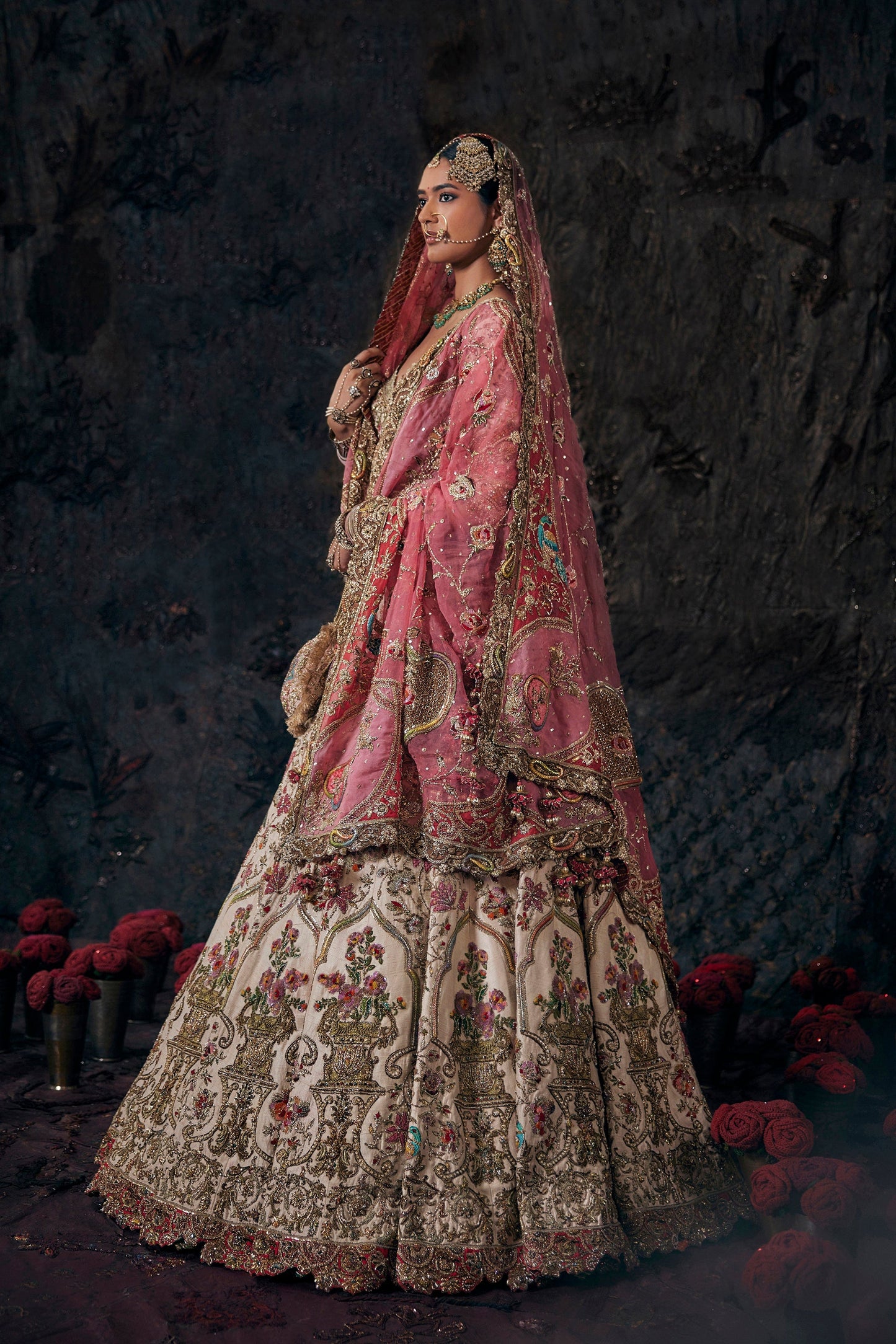 Earthy Ivory Floral Lehenga