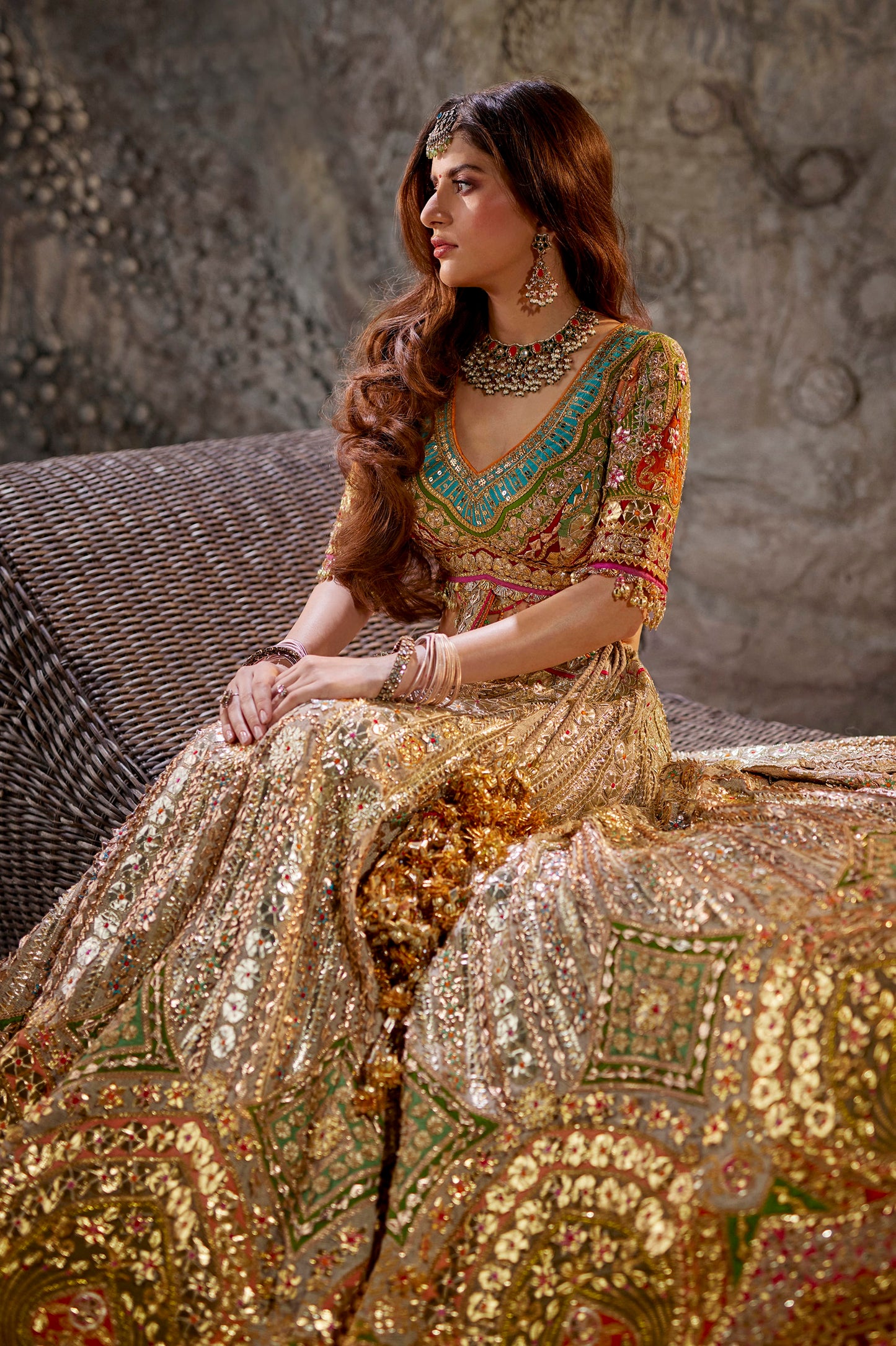 Grey Multi Hued Lehenga