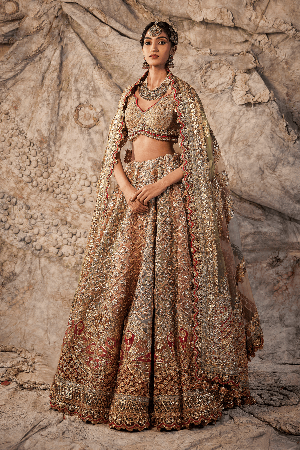 Multicoloured Gota Embroidered Lehenga Set