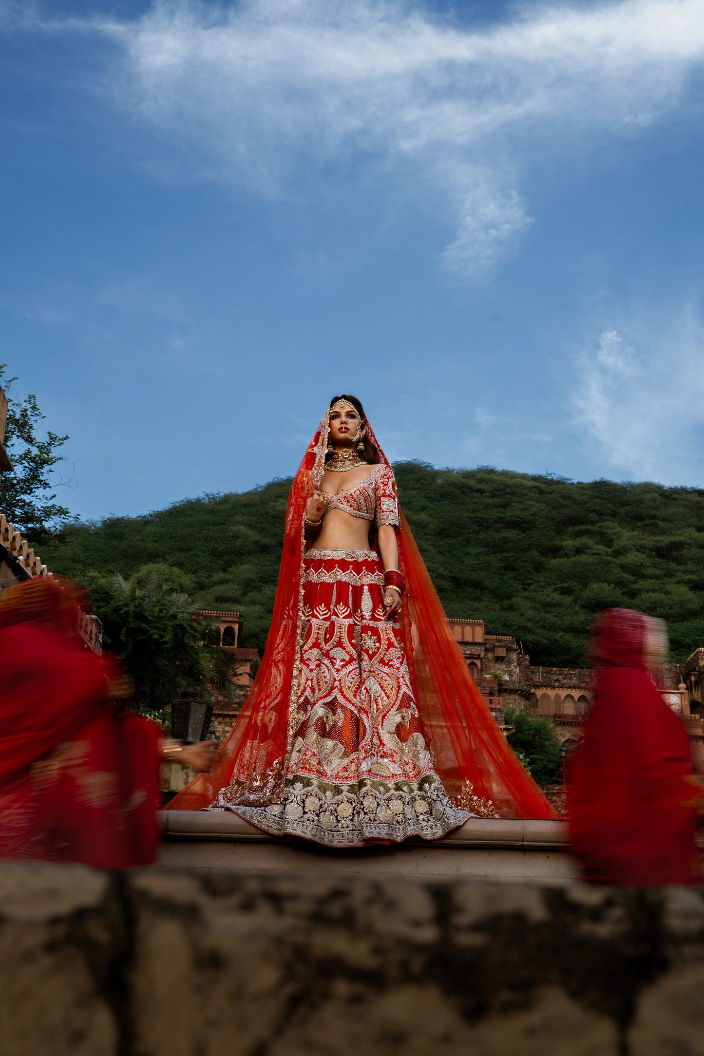 Deep Earthy Red Hued Silk Lehenga