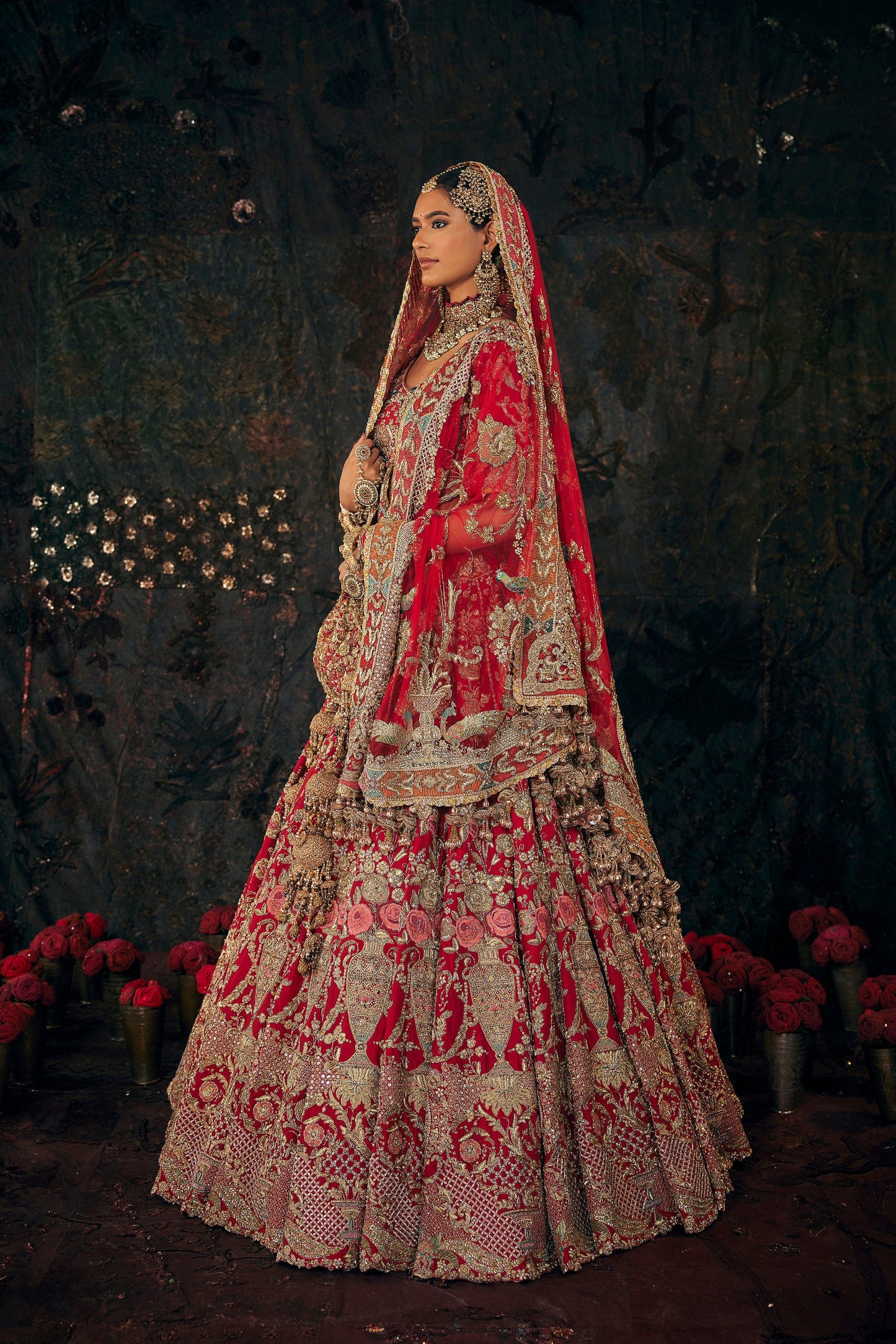 Deep Red Chintz Lehenga