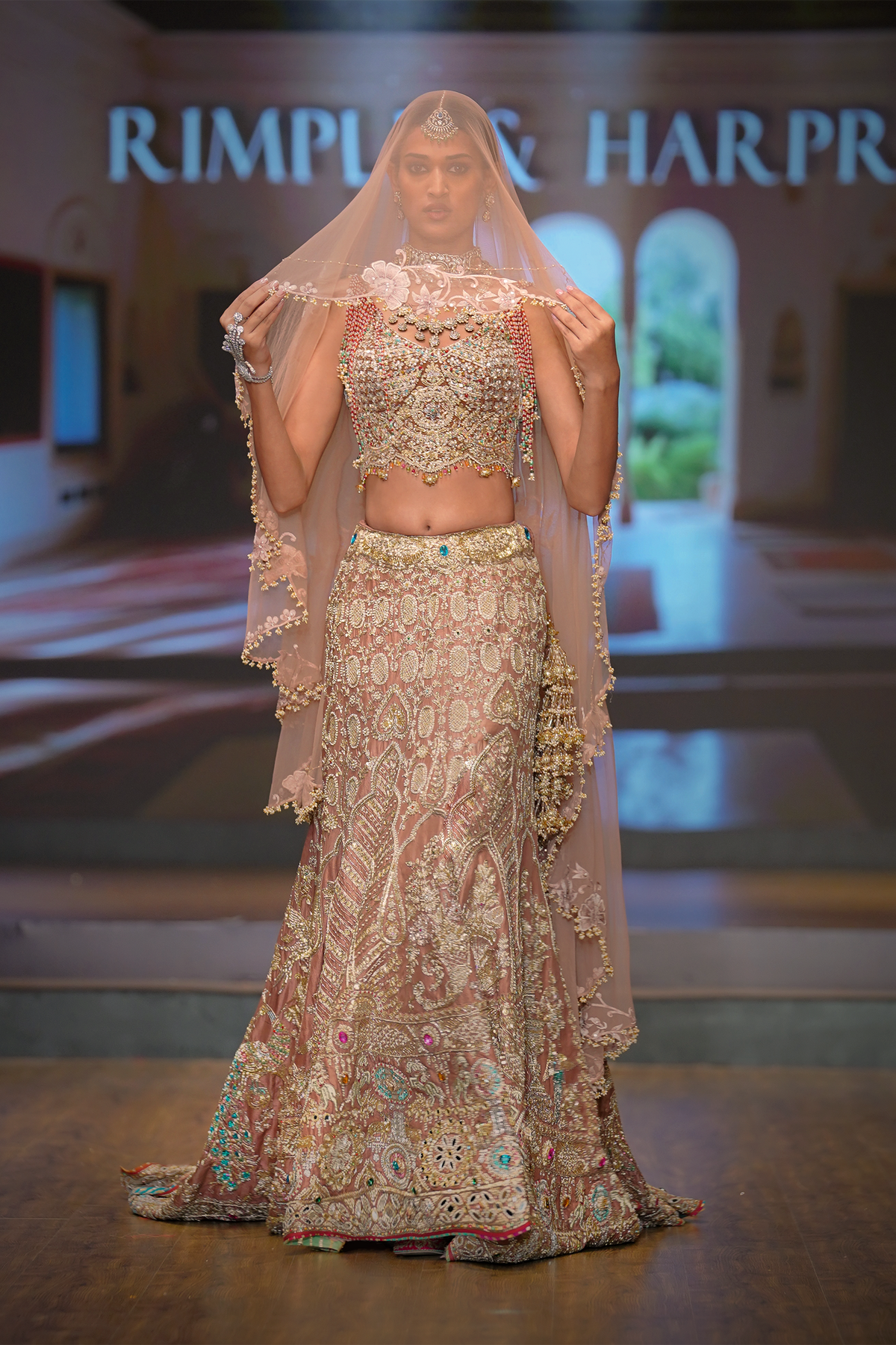 Sandstone Embroidered Trail Lehenga