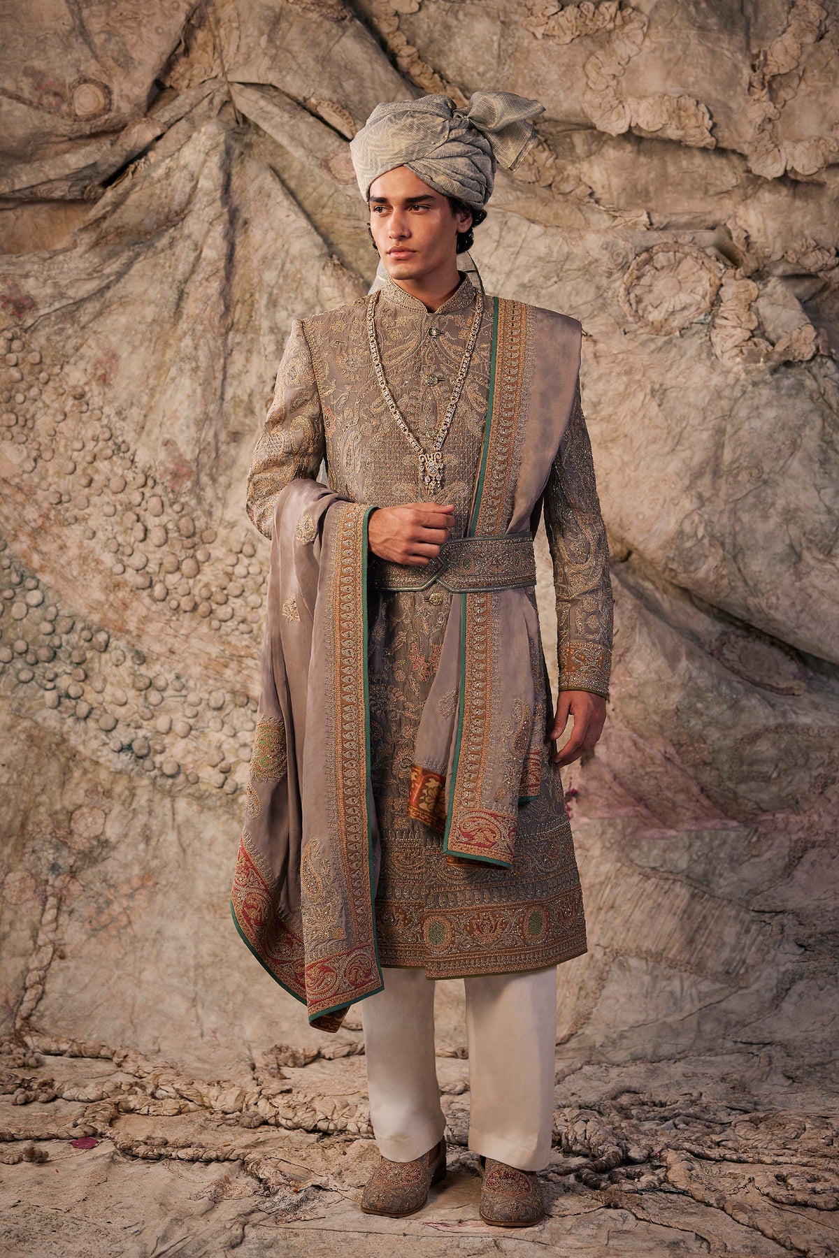 Grey Embroidered Sherwani