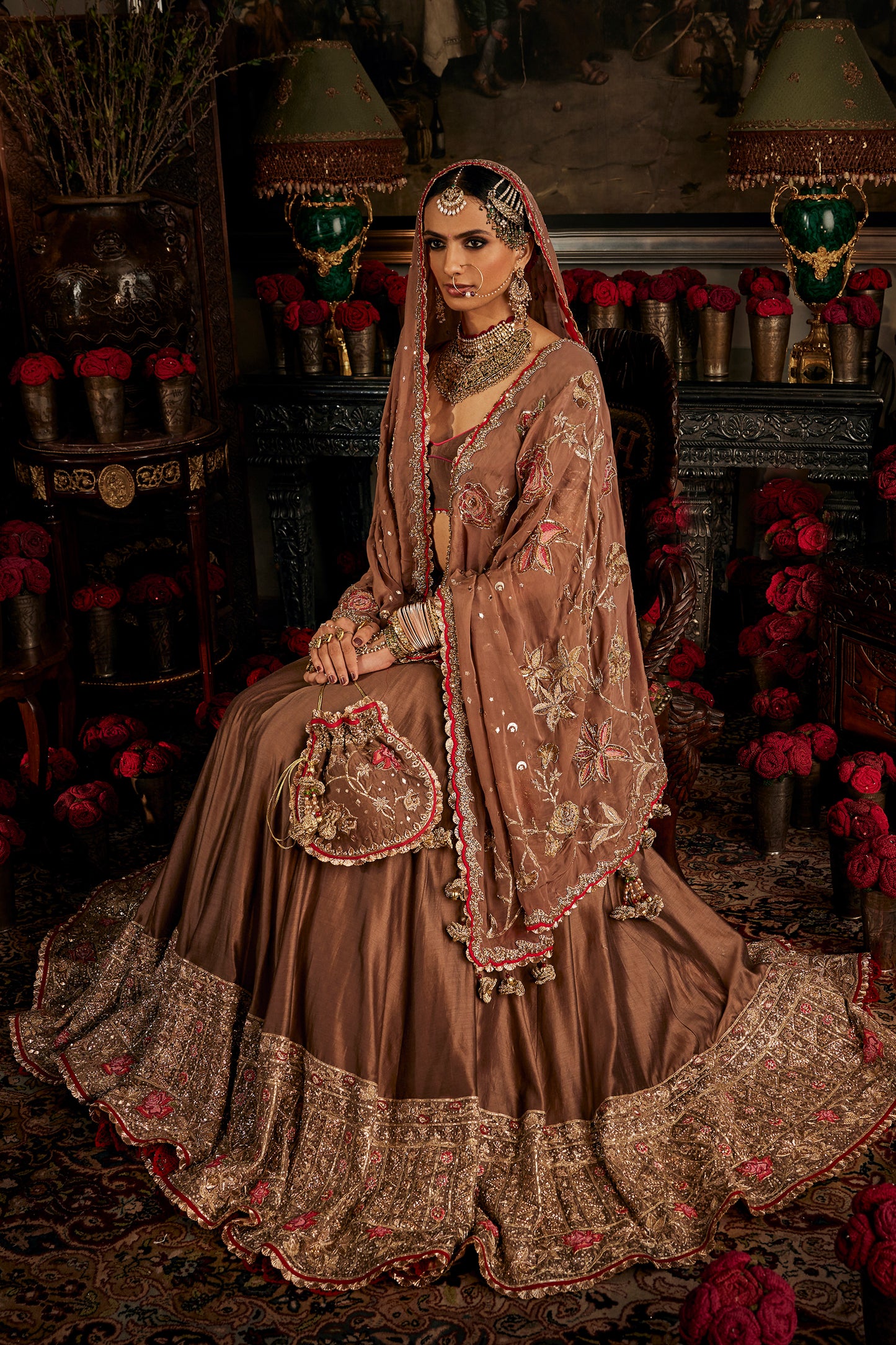 Earthy Brown Silk Lehenga