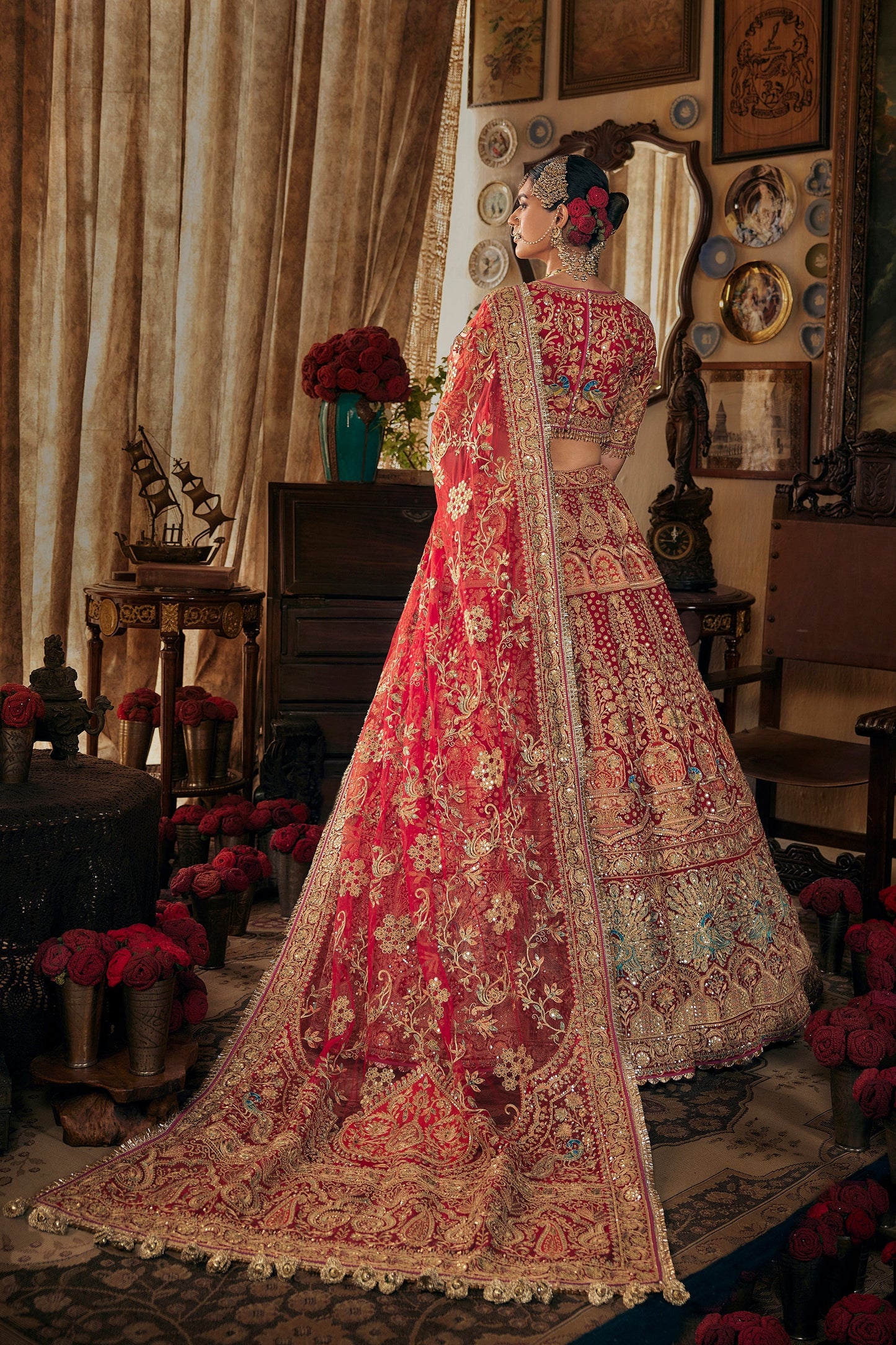 Heritage Deep Red Lehenga