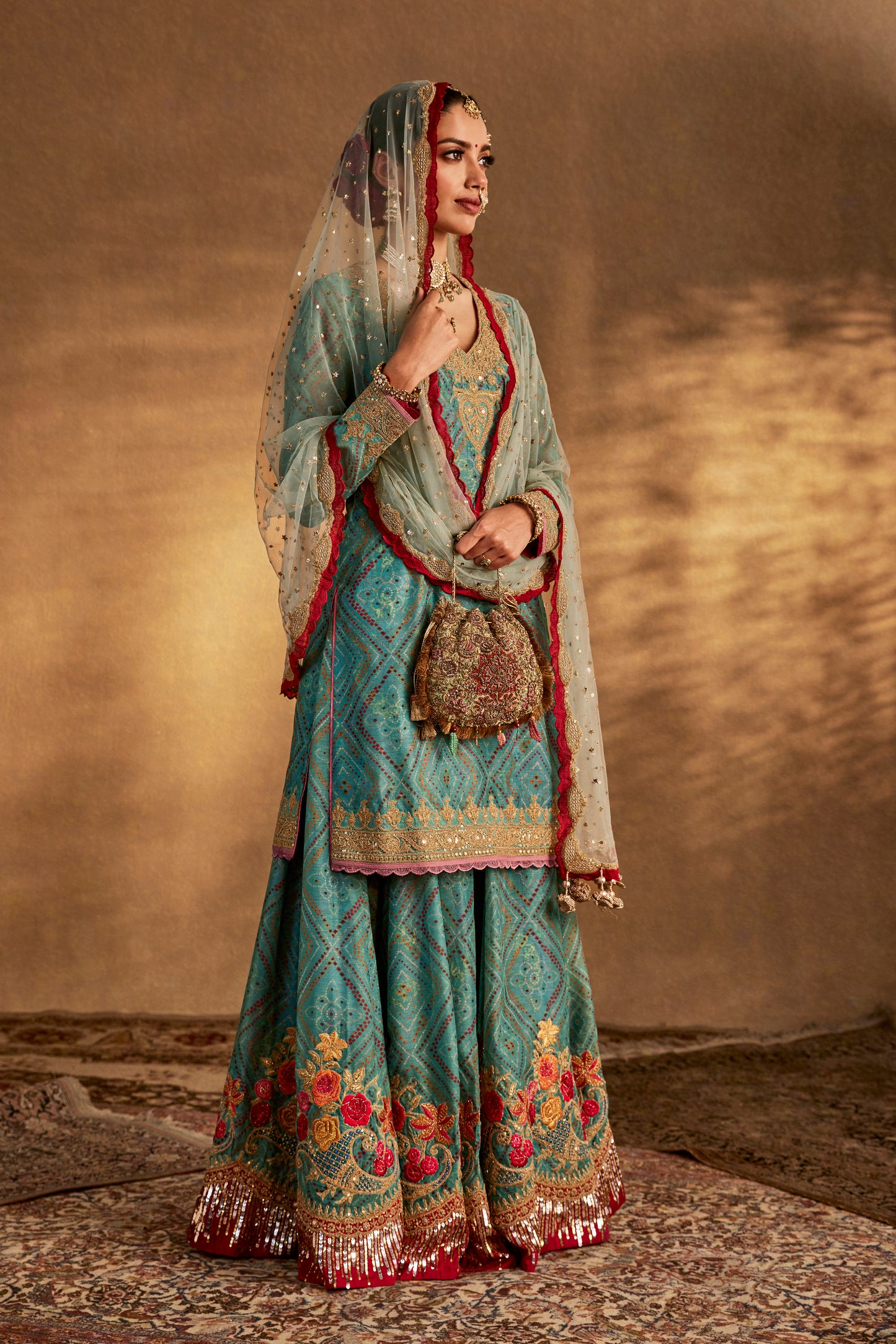 Soft Turquoise Sharara Set