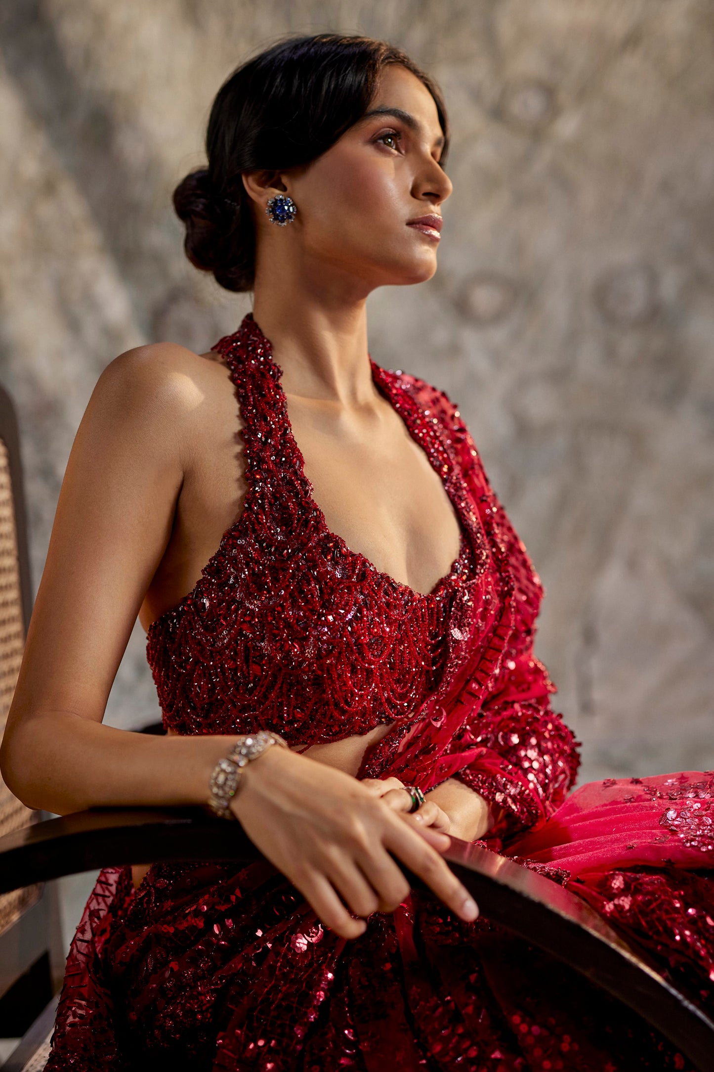 Maroon Red Saree
