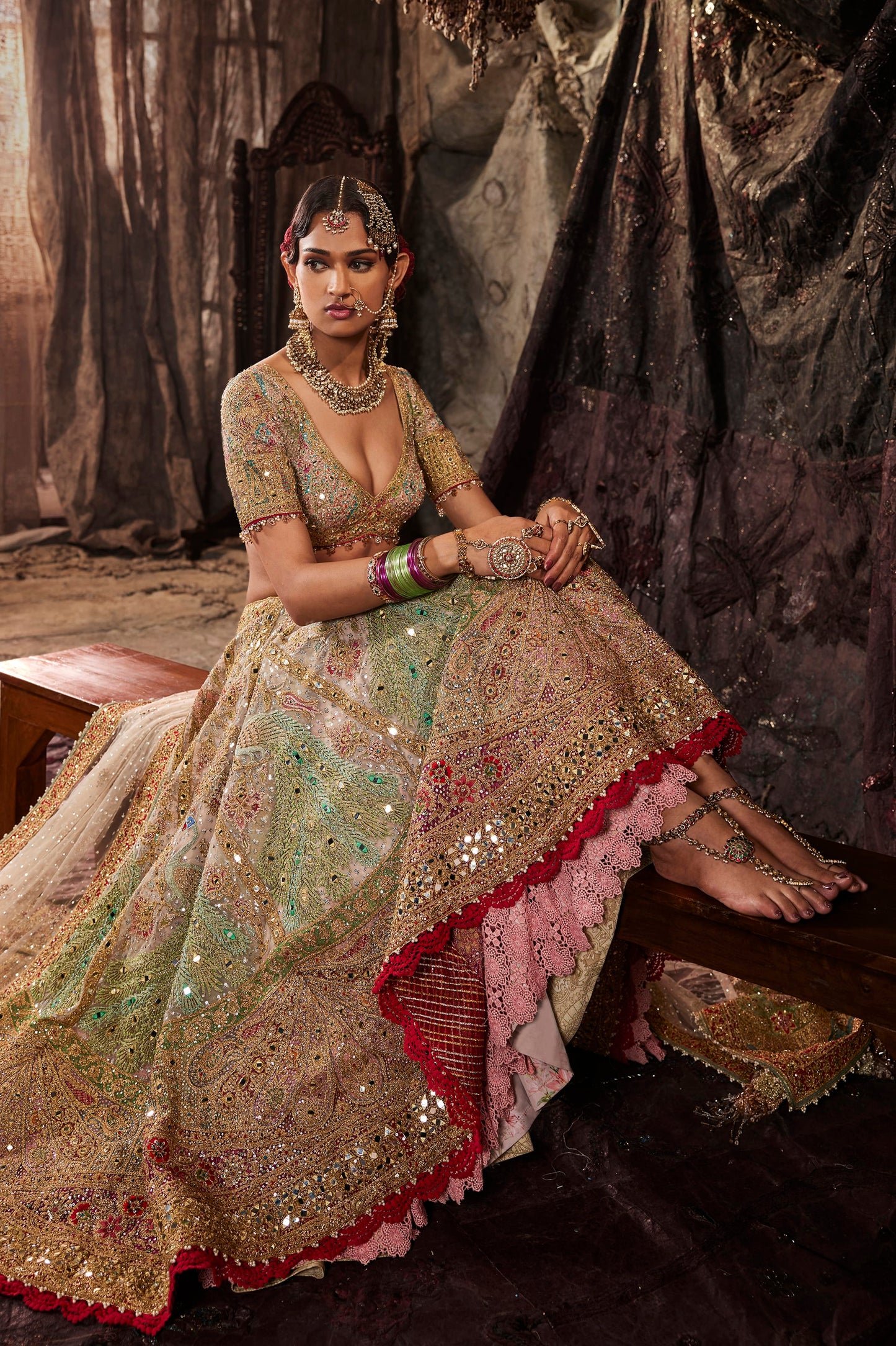 Birch Tulle Embroidered Lehenga