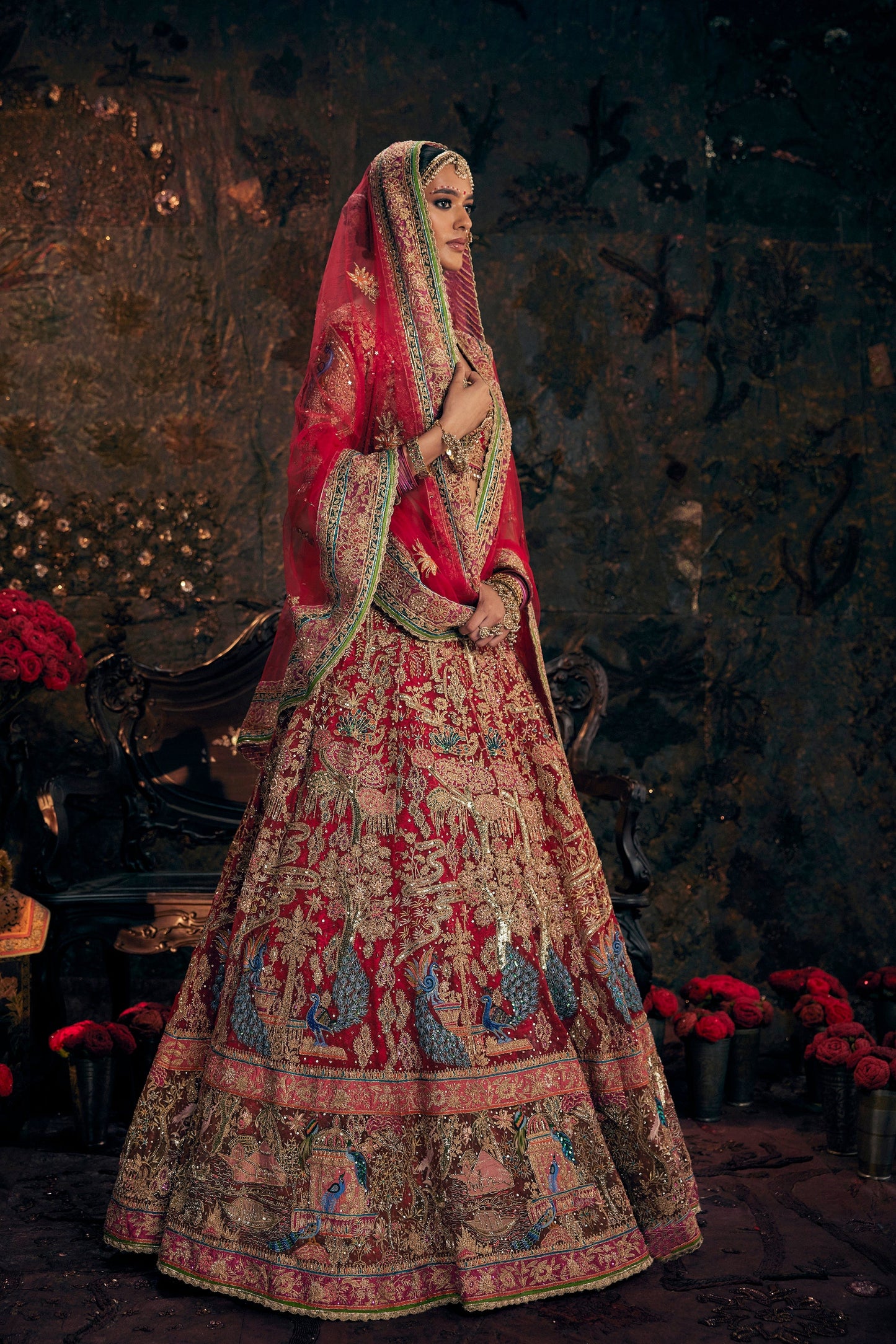 Earthy Red Embroidered Lehenga