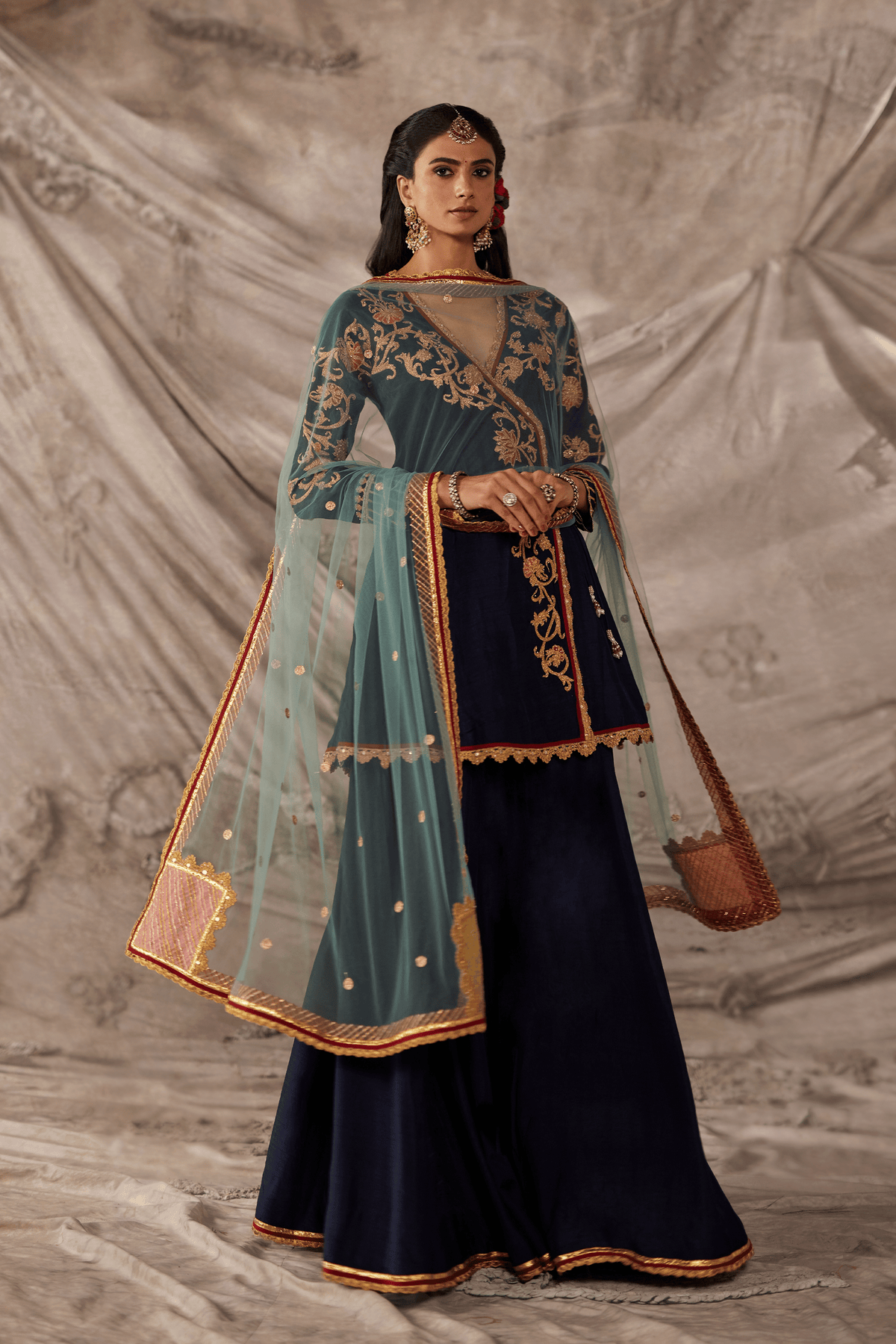 Midnight Blue Kurta - Sharara Set