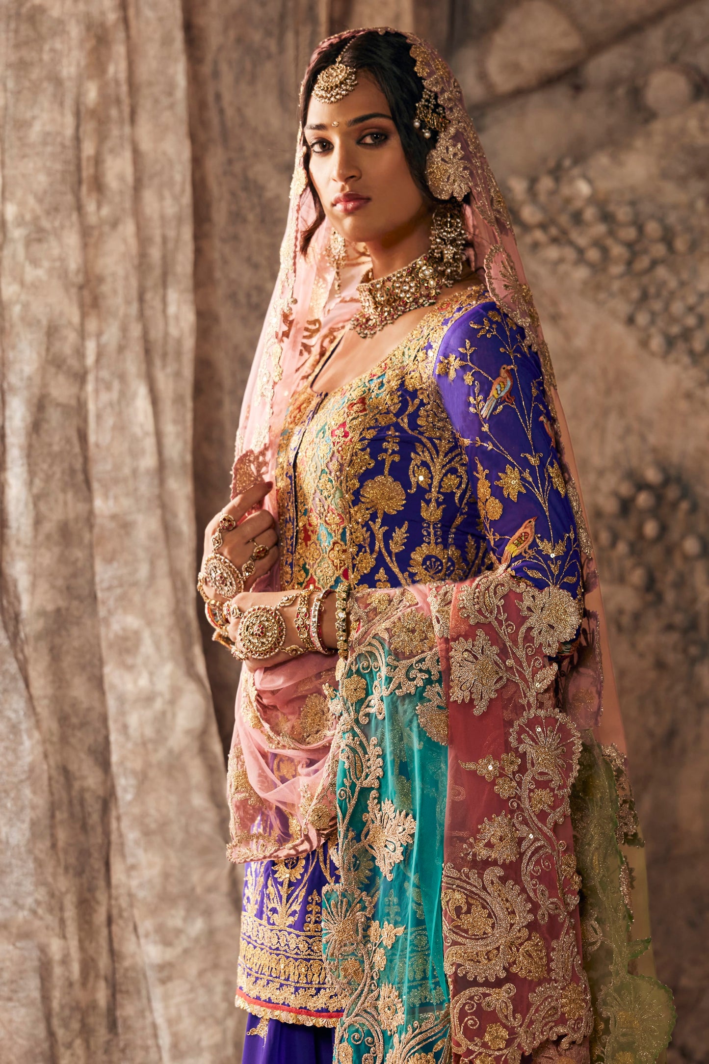 Indigo Embroidered Sharara Set