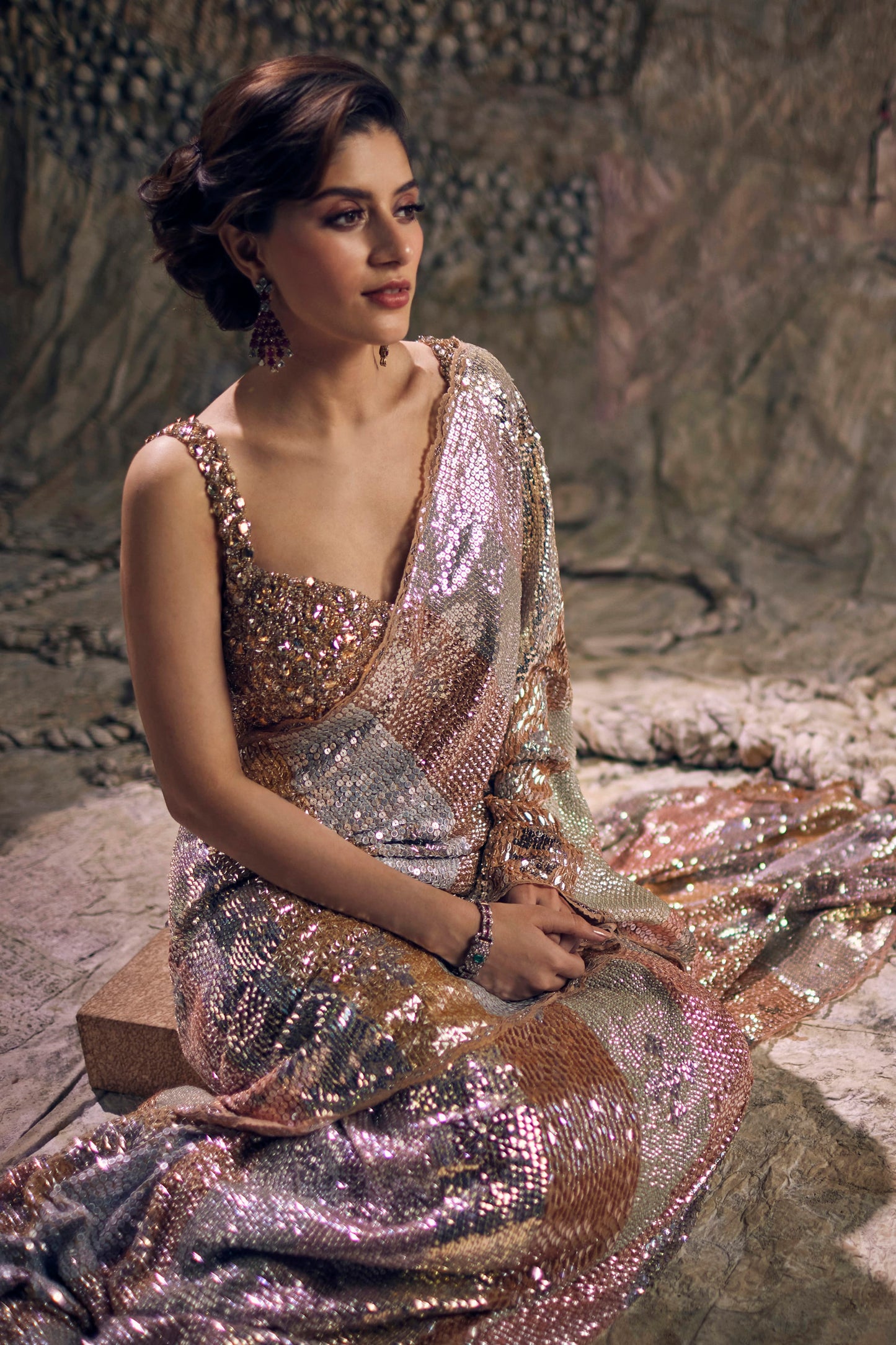 Birch Prism Sequins Saree