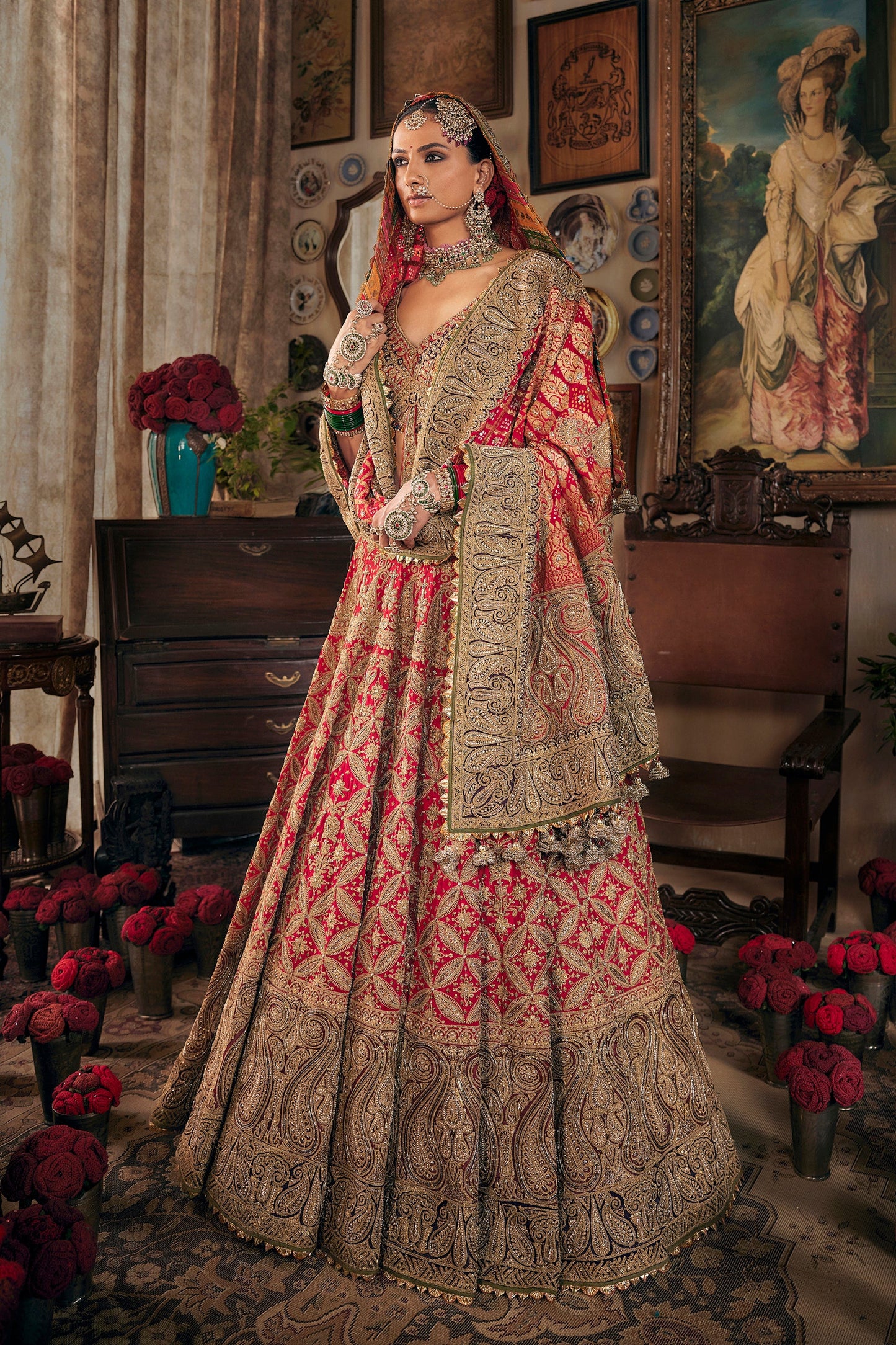 Vivid Red Hued Lehenga