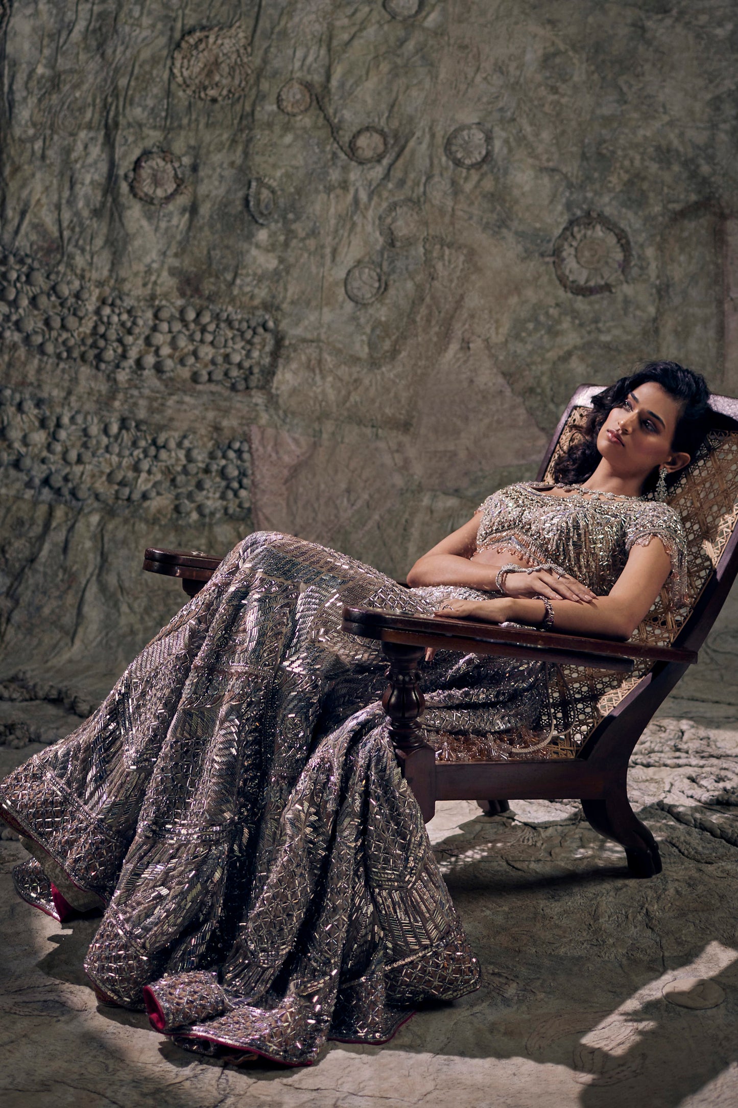 Pale Birch Crystal Lehenga
