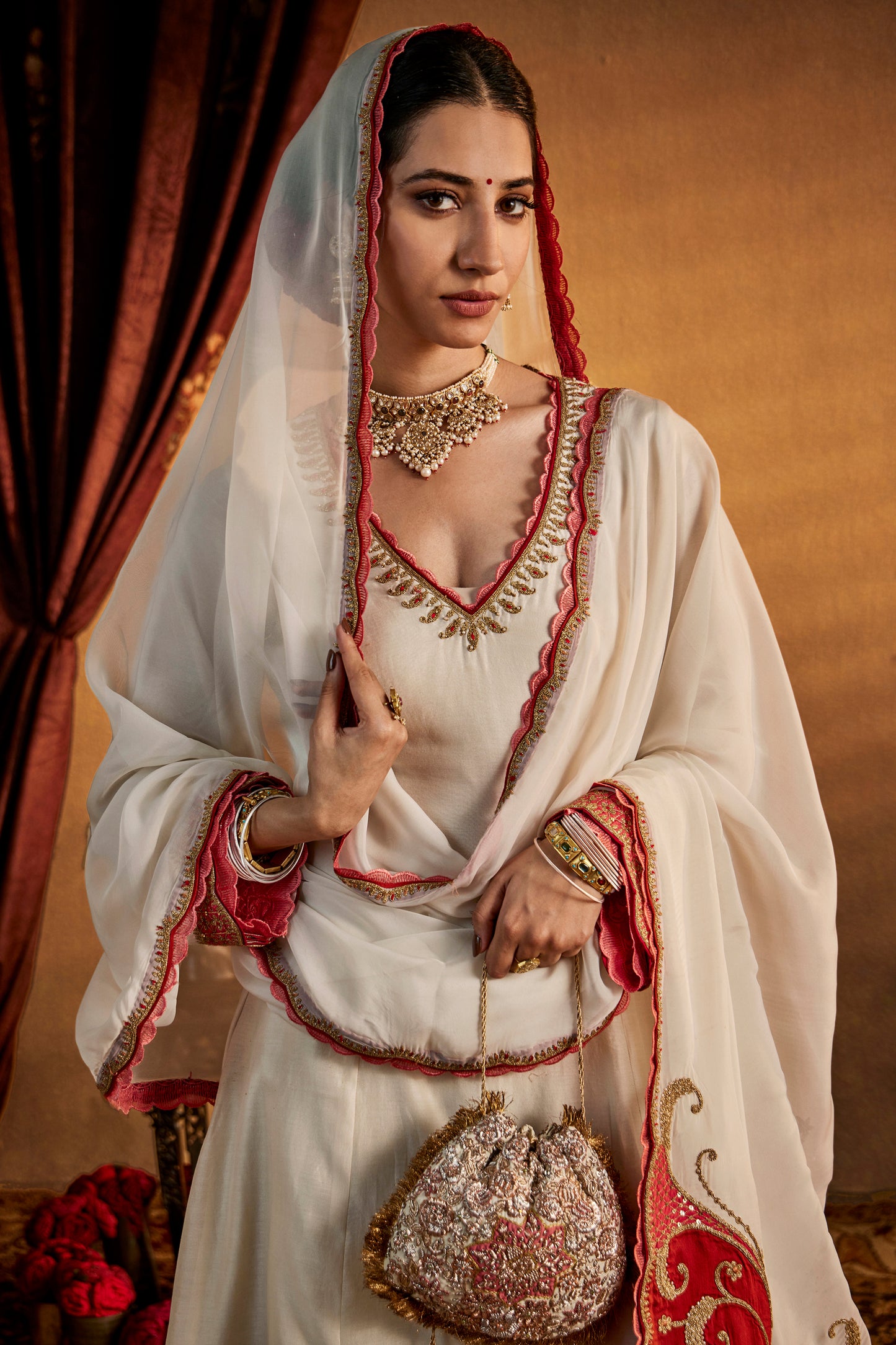 Ivory Floral Kalidar Set