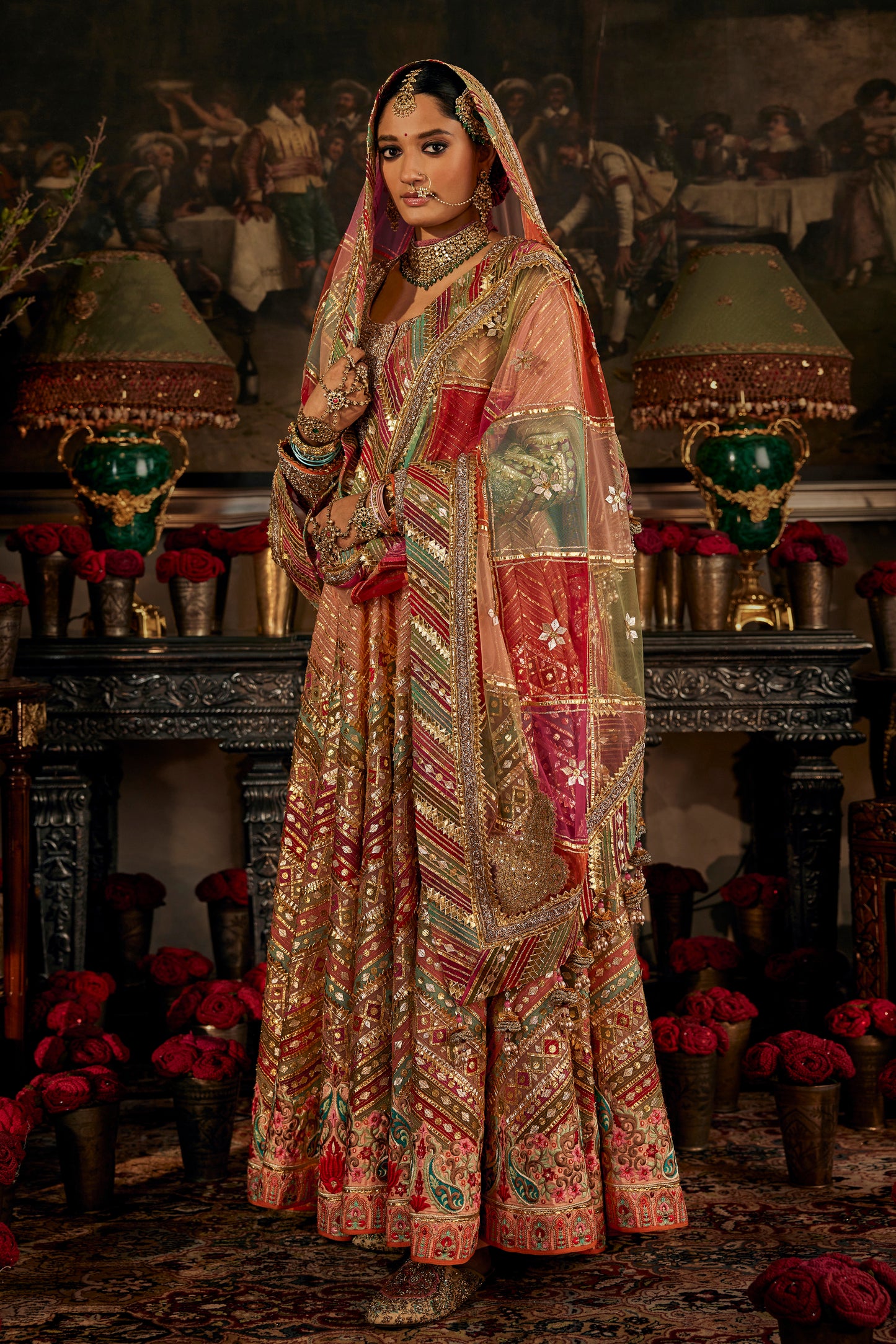 Earthy Peach Tulle kalidar