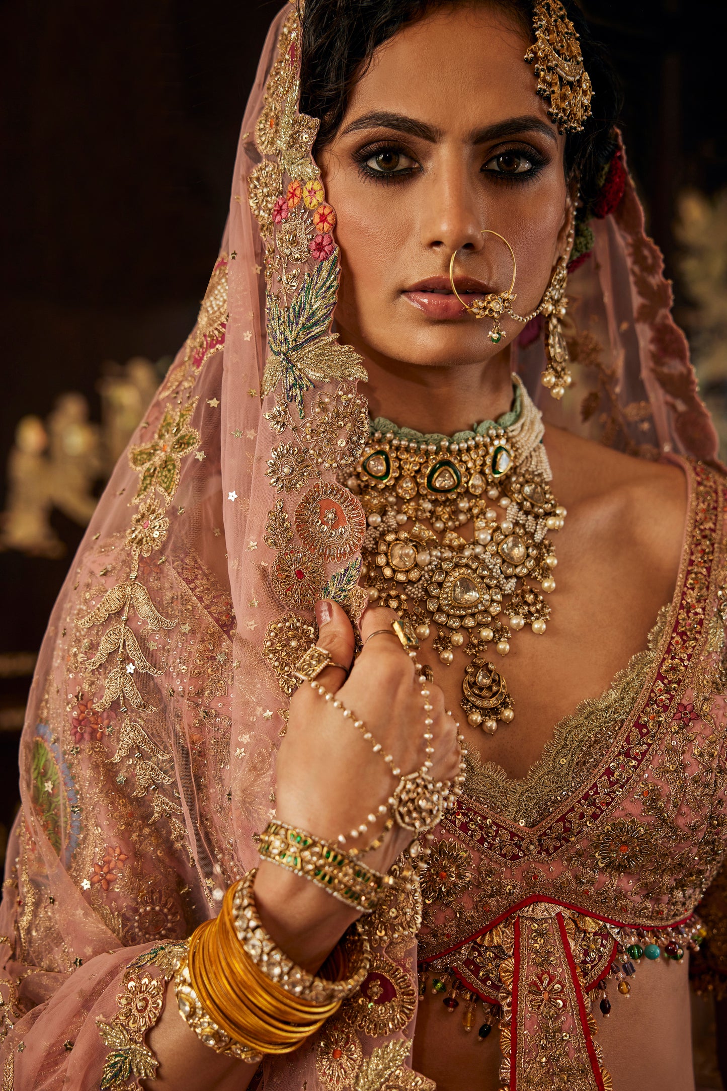 Earthy Pink Floral Lehenga