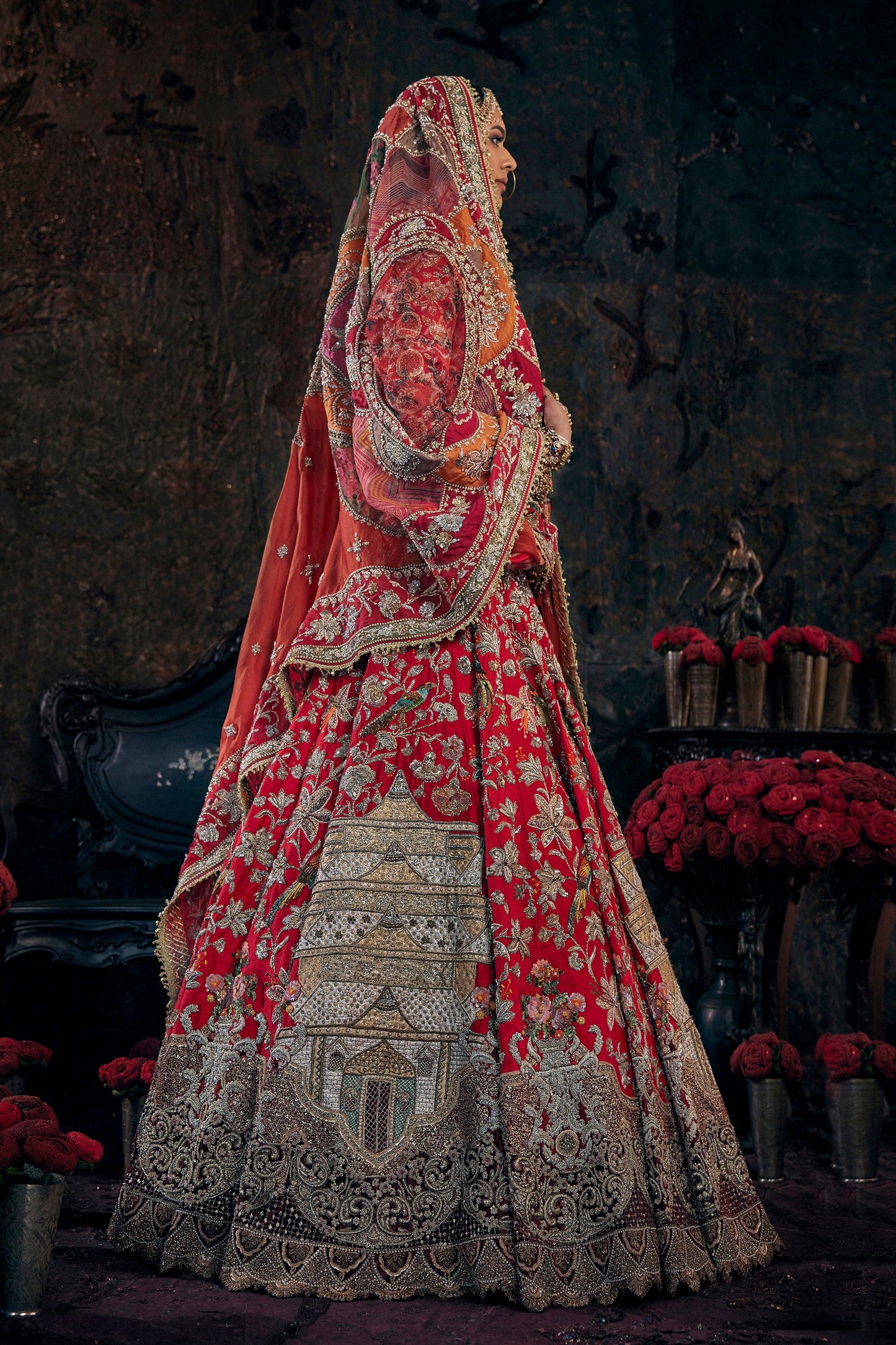 Deep Red Silk Lehenga