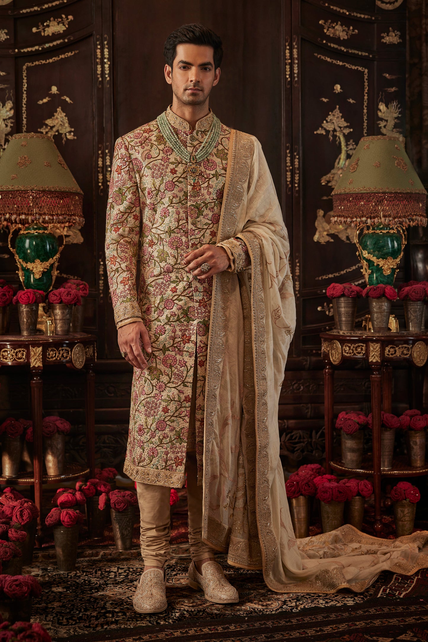 Ivory Sequin Encrusted Sherwani