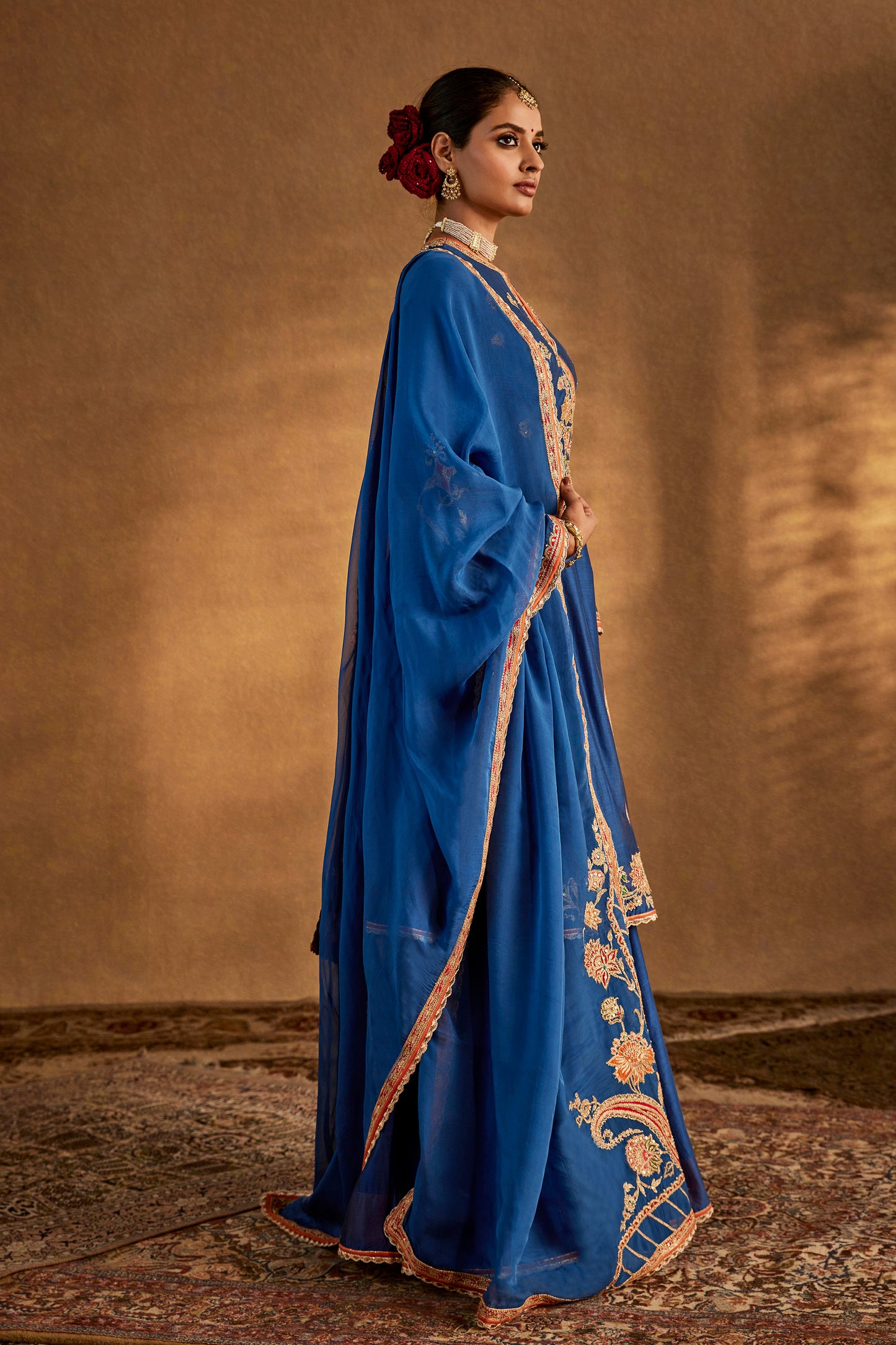 Lapis Blue Silk Sharara Set