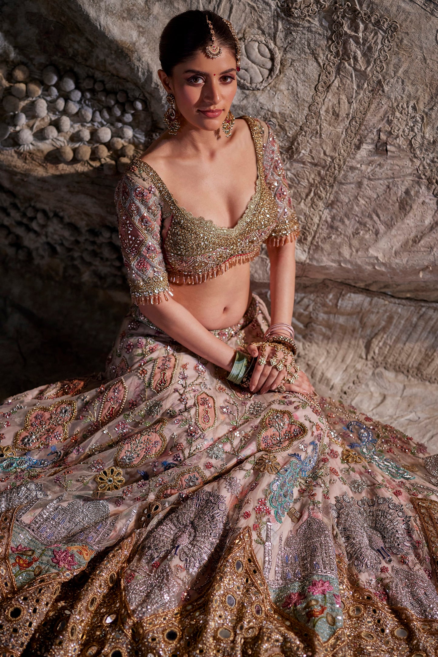 Ivory Fresco Tapestry Lehenga