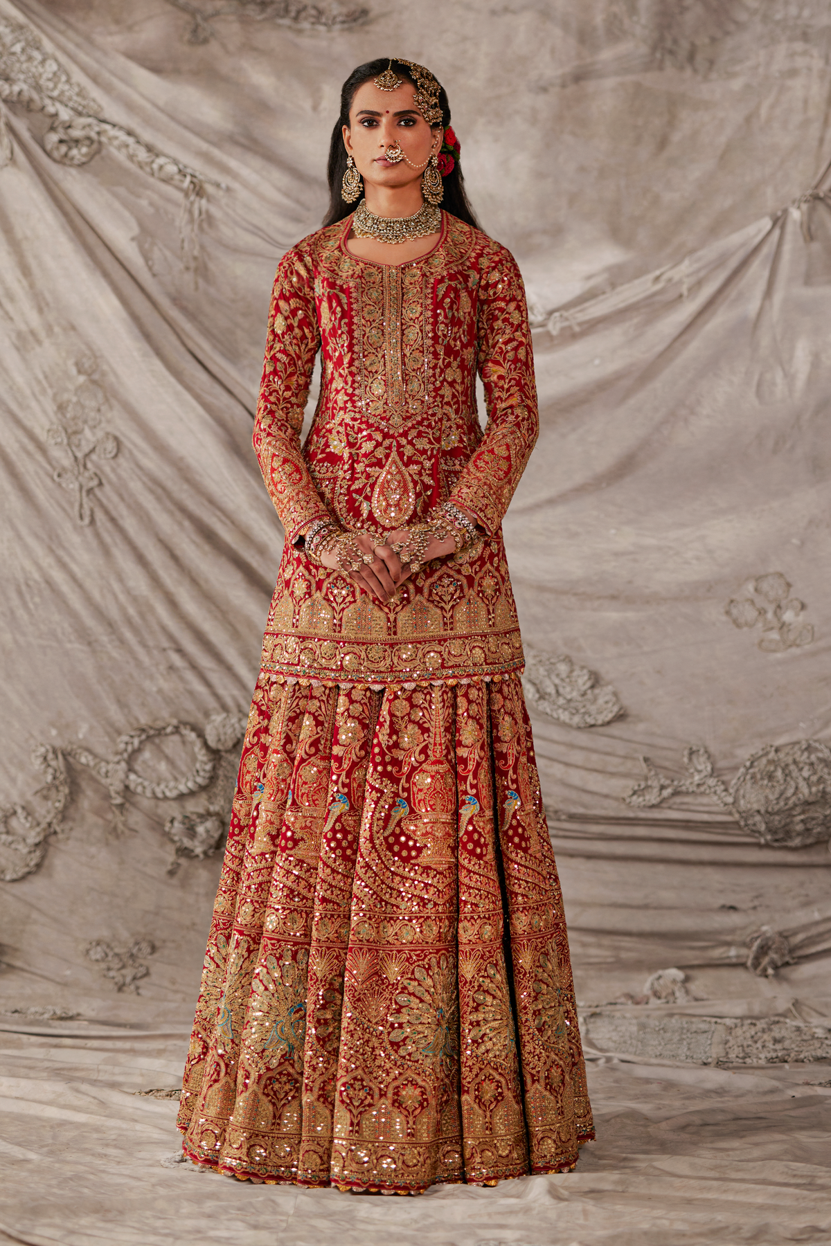 Garnet Red Kurta- Sharara Set