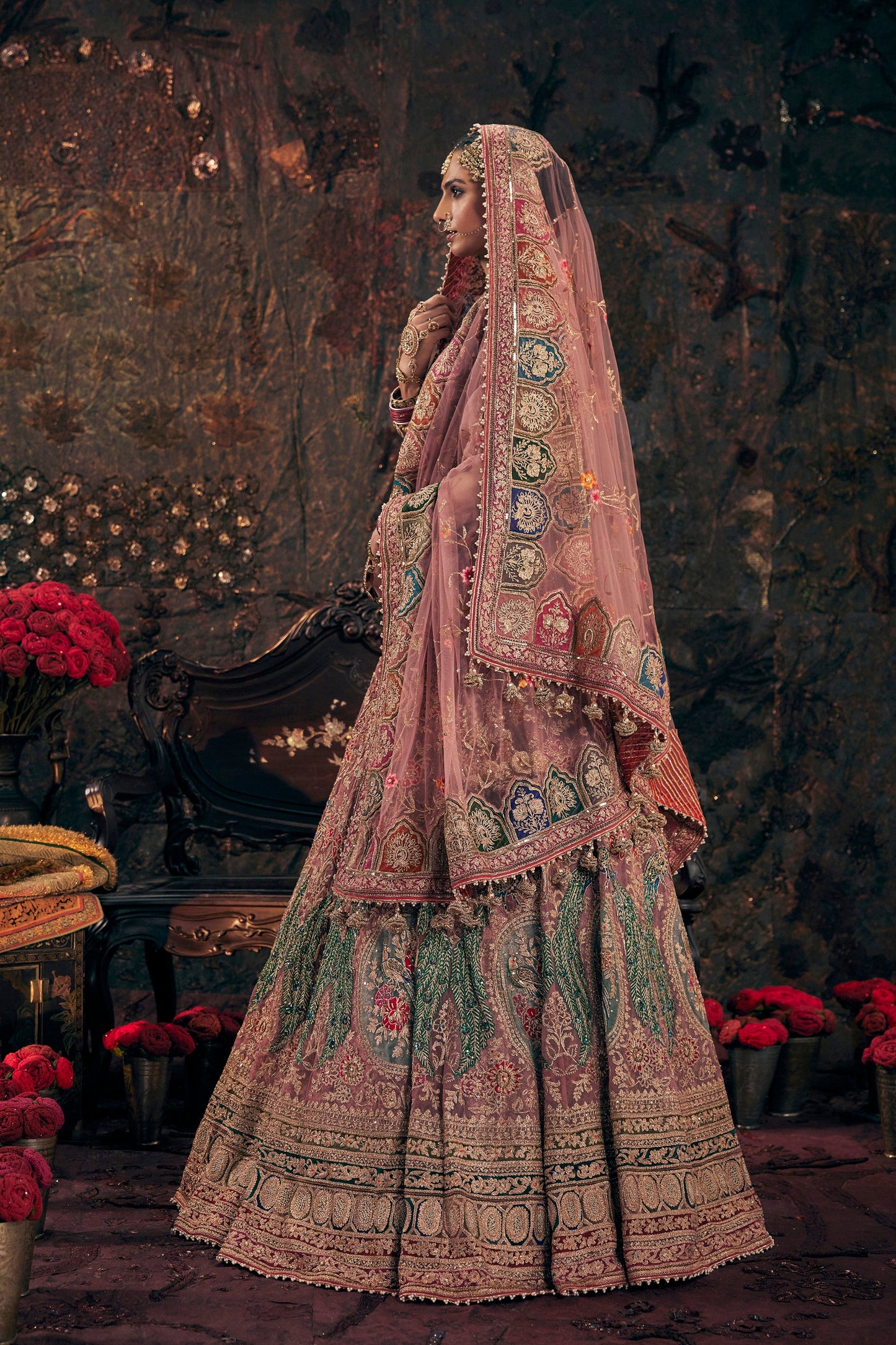 Earthy Pink Tulle Lehenga