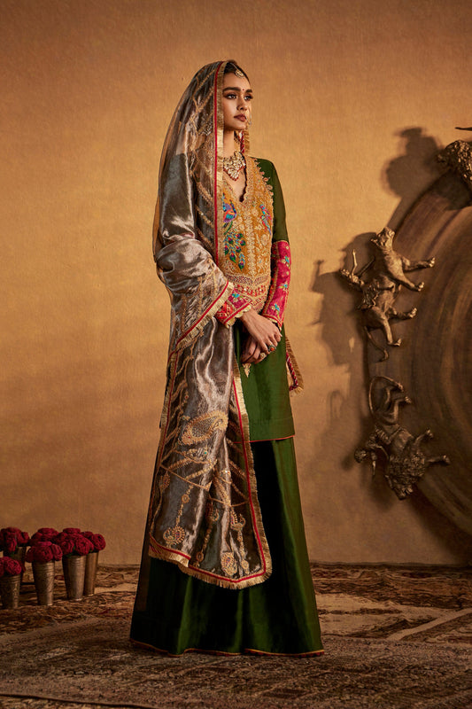 Deep Green Sharara Set