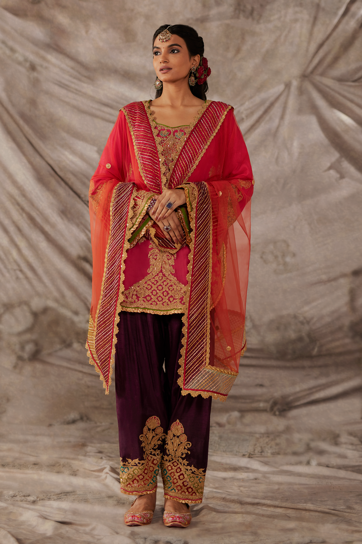 Rani pink kurta Set